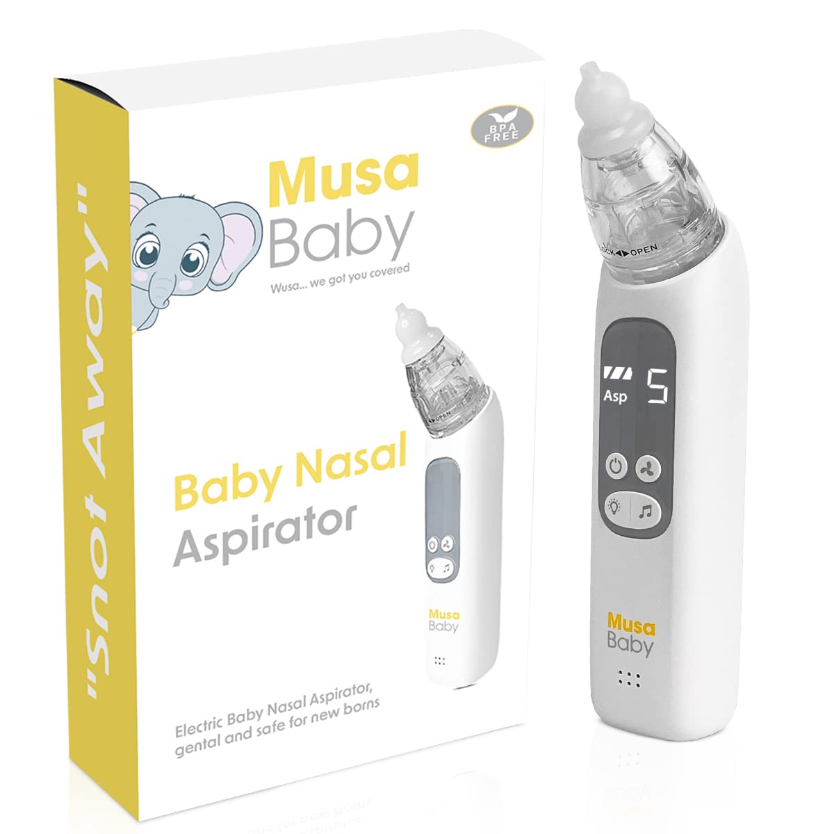 Electric Baby Nasal Aspirator - Automatic Mucus Suction with Soft Silicone Tip, Gentle Booger Remover for Infants & Toddlers, Portable Snot Vacuum for Newborns & Kids (White) - Perfect for Congestion Relief at Home & Travel