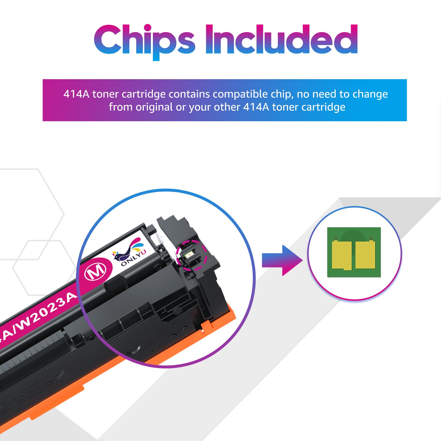 ONLYU 4-Pack Compatible Toner Cartridge Replacement for HP 414A 414X - Works with HP Color LaserJet Pro MFP M479fdw M479fdn M479dw M454dw M454dn M455dn MFP M480f M479 M454 W2020A W2020X (Black, Cyan, Magenta, Yellow) - Perfect for Home & Office Printing Needs