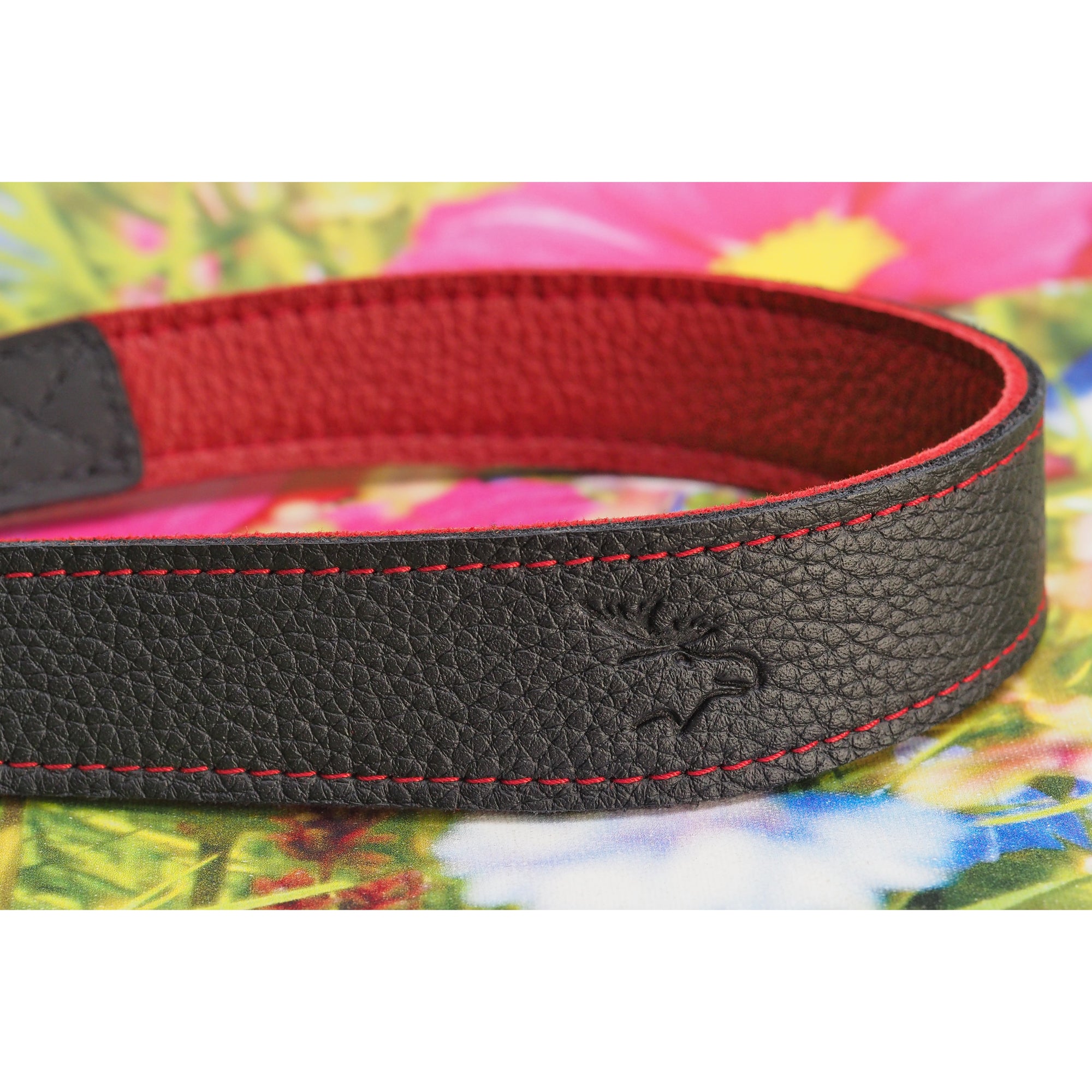 EDDYCAM 35mm Wide Elk Leather Neck Strap for DSLR Camera - Black/Red with Red Stitching - Durable & Comfortable Camera Strap for Photographers, Perfect for Travel, Wedding & Outdoor Photography