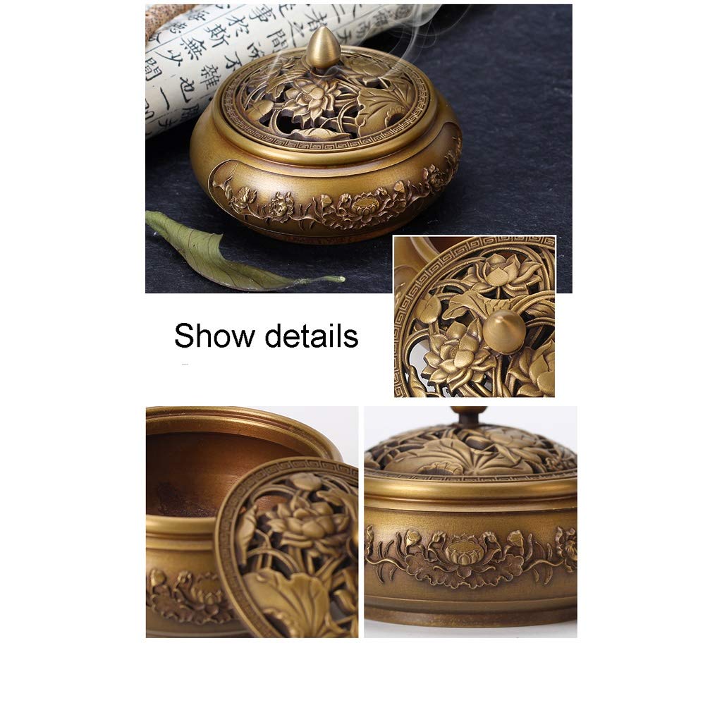 Handmade Copper Incense Burner - Zen Home Decor, Mosquito Coil Holder, Sandalwood Aromatherapy Stove for Bedroom, Meditation & Relaxation | Gold Base (Perfect for Yoga Studios, Spa Rooms & Stress Relief)