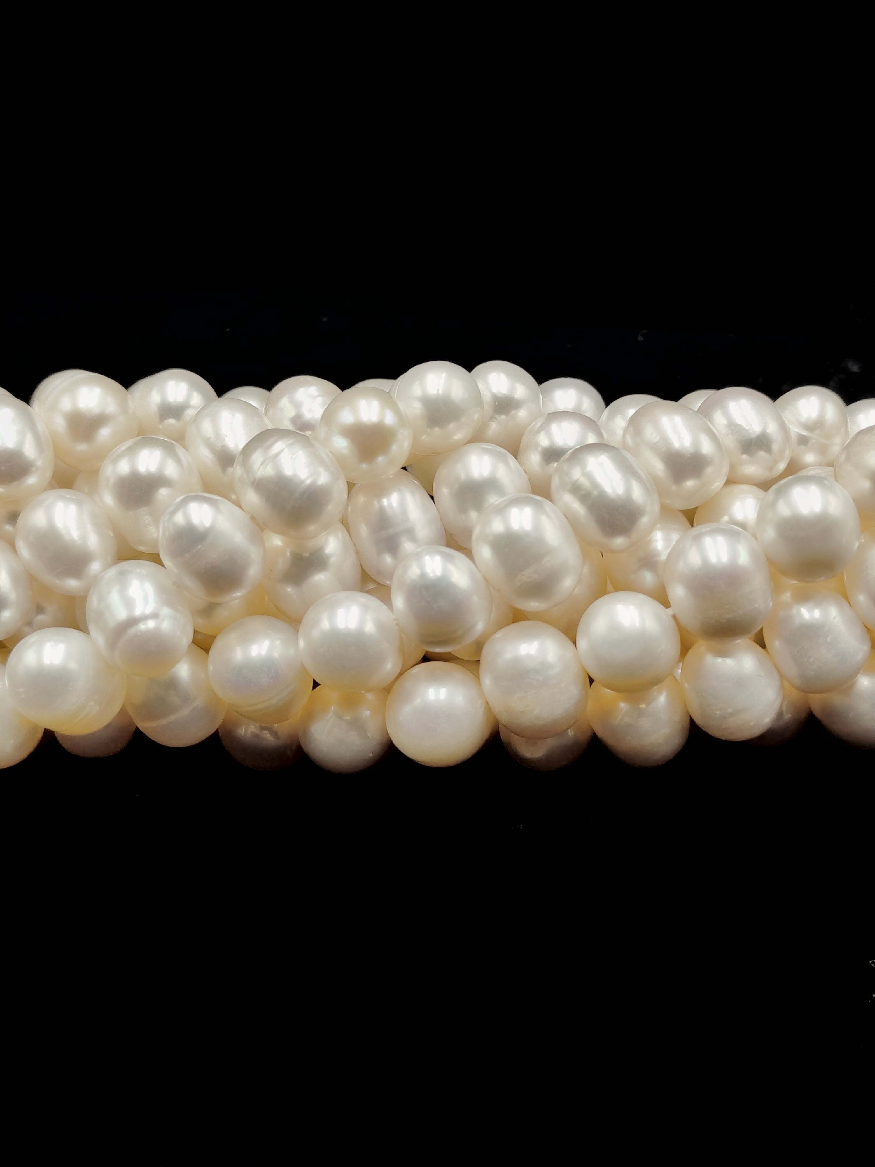 8-9mm Freshwater Pearl White Potato Round Beads - 14'' Strand for Jewelry Making, Necklace Crafting & DIY Accessories
