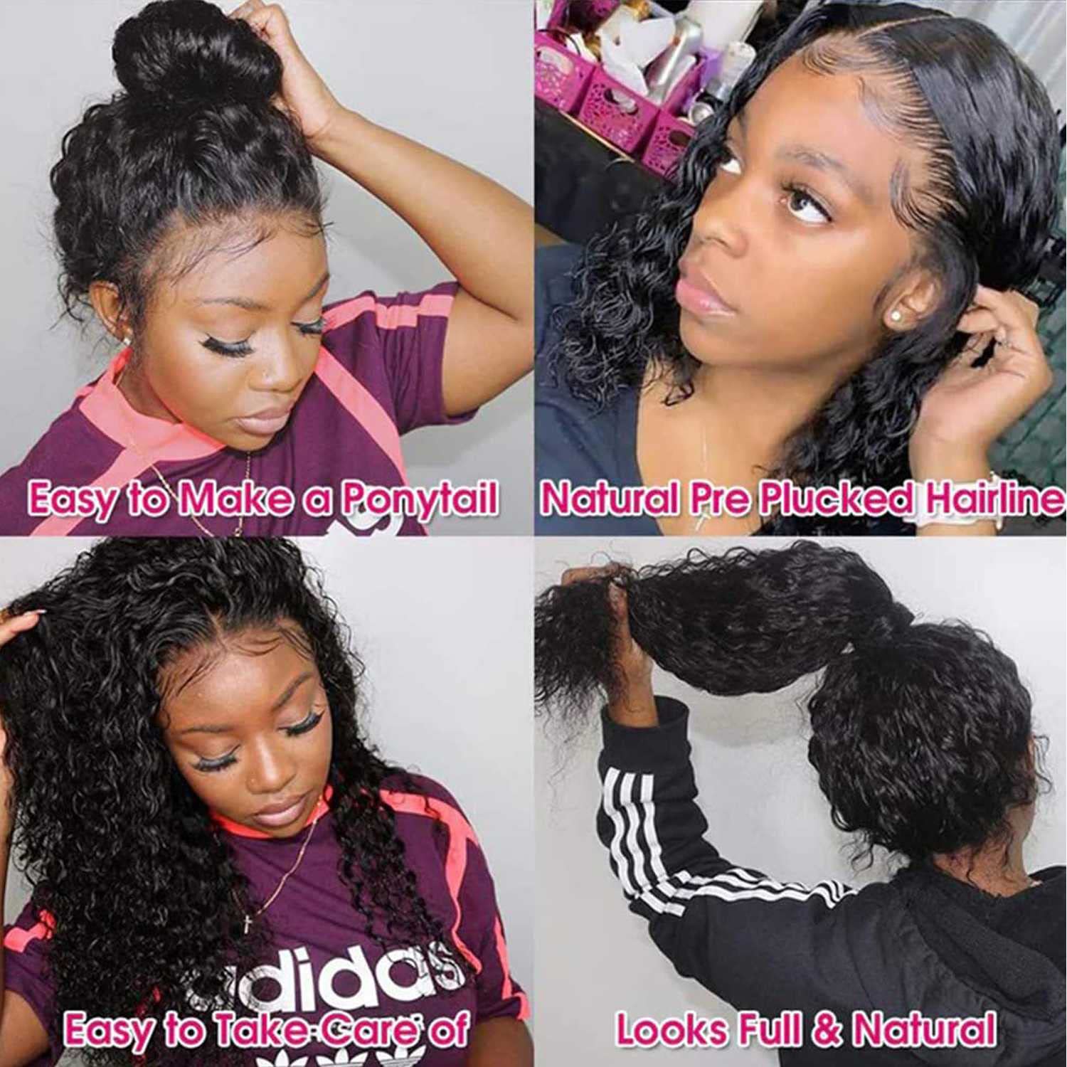 SOVO 13x4 Deep Wave Lace Front Wig - 180% Density Brazilian Virgin Human Hair - Glueless Curly Wigs for Women with Pre-Plucked Baby Hair - 22 Inch Natural Color Wet & Wavy Lace Frontal Wig - Perfect for Daily Wear, Parties, Cosplay and Special Occasions