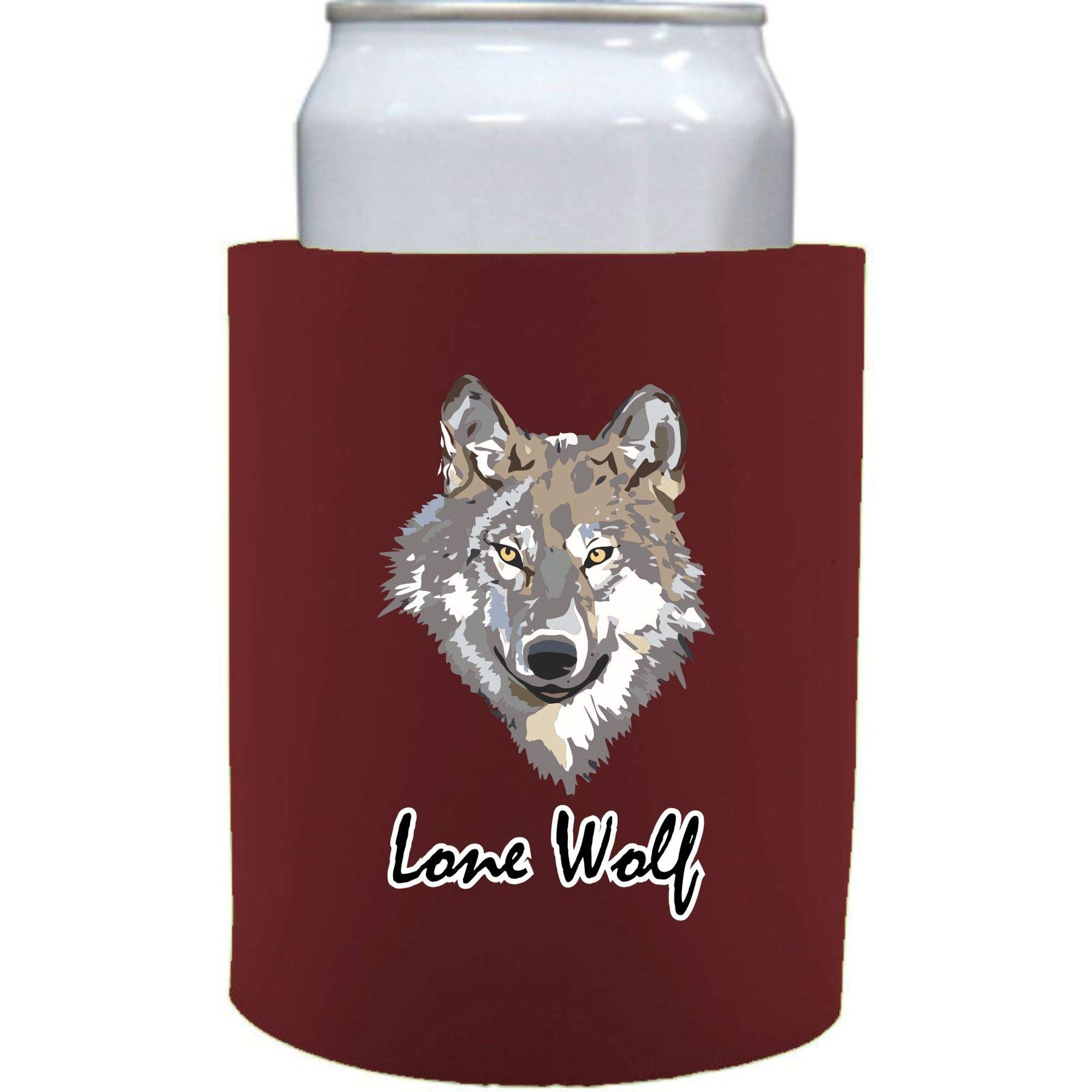 Lone Wolf Thick Foam Can Cooler - Insulated Beer Koozie for Cans (Burgundy, 1-Pack) | Perfect for BBQs, Tailgating & Outdoor Parties