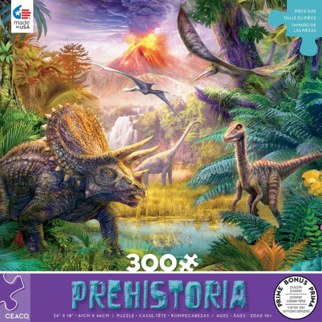 Ceaco Prehistoria Assorted Oversize 300-Piece Jigsaw Puzzle - Perfect for Family Game Night & Educational Fun