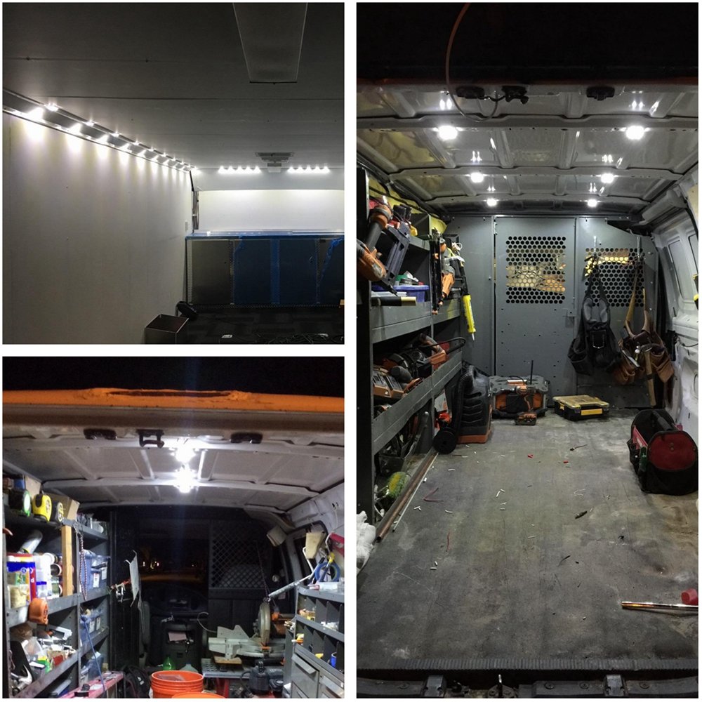 12V 40 LED White Waterproof Interior Van Lights with Projection Lens - Perfect for LWB Vans, Boats, Caravans, Trailers & Ceiling Lighting - Ideal for Camping, Road Trips & Nighttime Vehicle Illumination