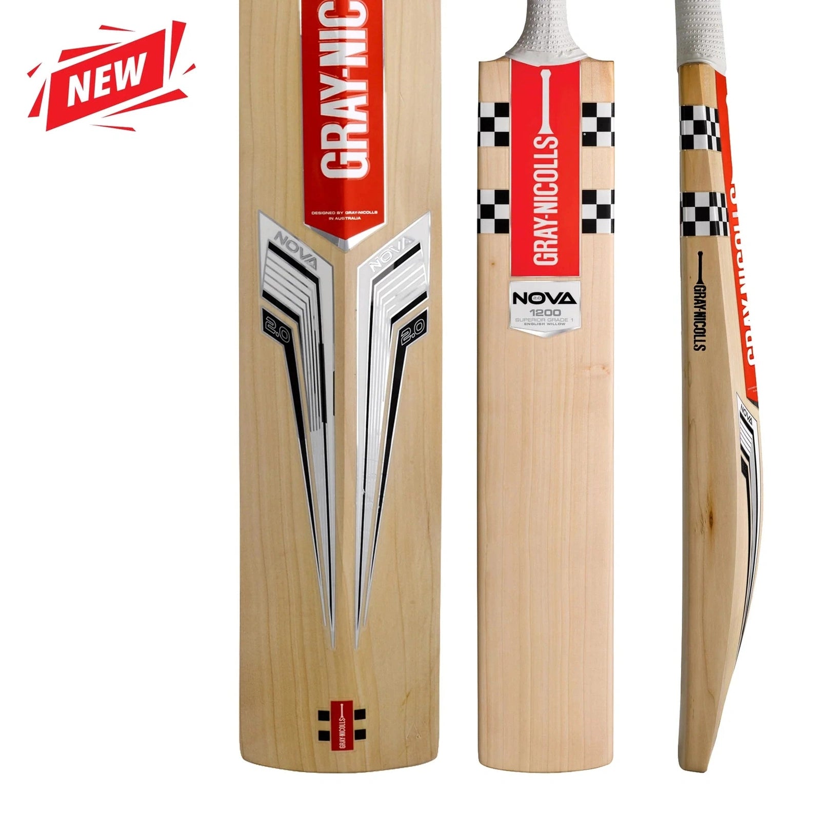 Gray Nicolls Nova 2.0 1200 Adult Cricket Bat - Premium English Willow Cricket Bat for Professional & Club Players - Perfect for Matches, Training & Practice Sessions