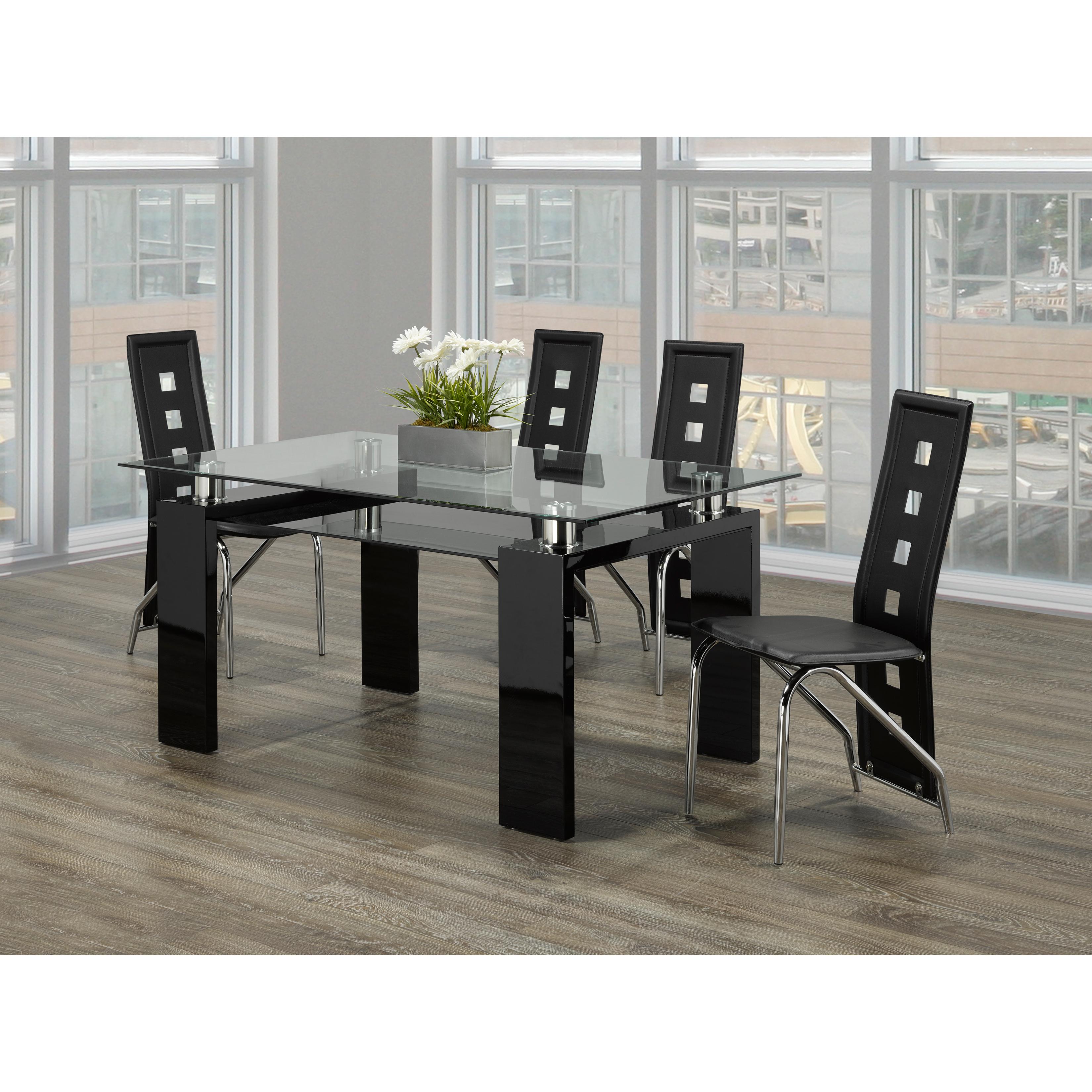 IFDC Modern Glass Top Dining Table T1485 - Elegant & Durable for Home, Restaurant, or Office Use