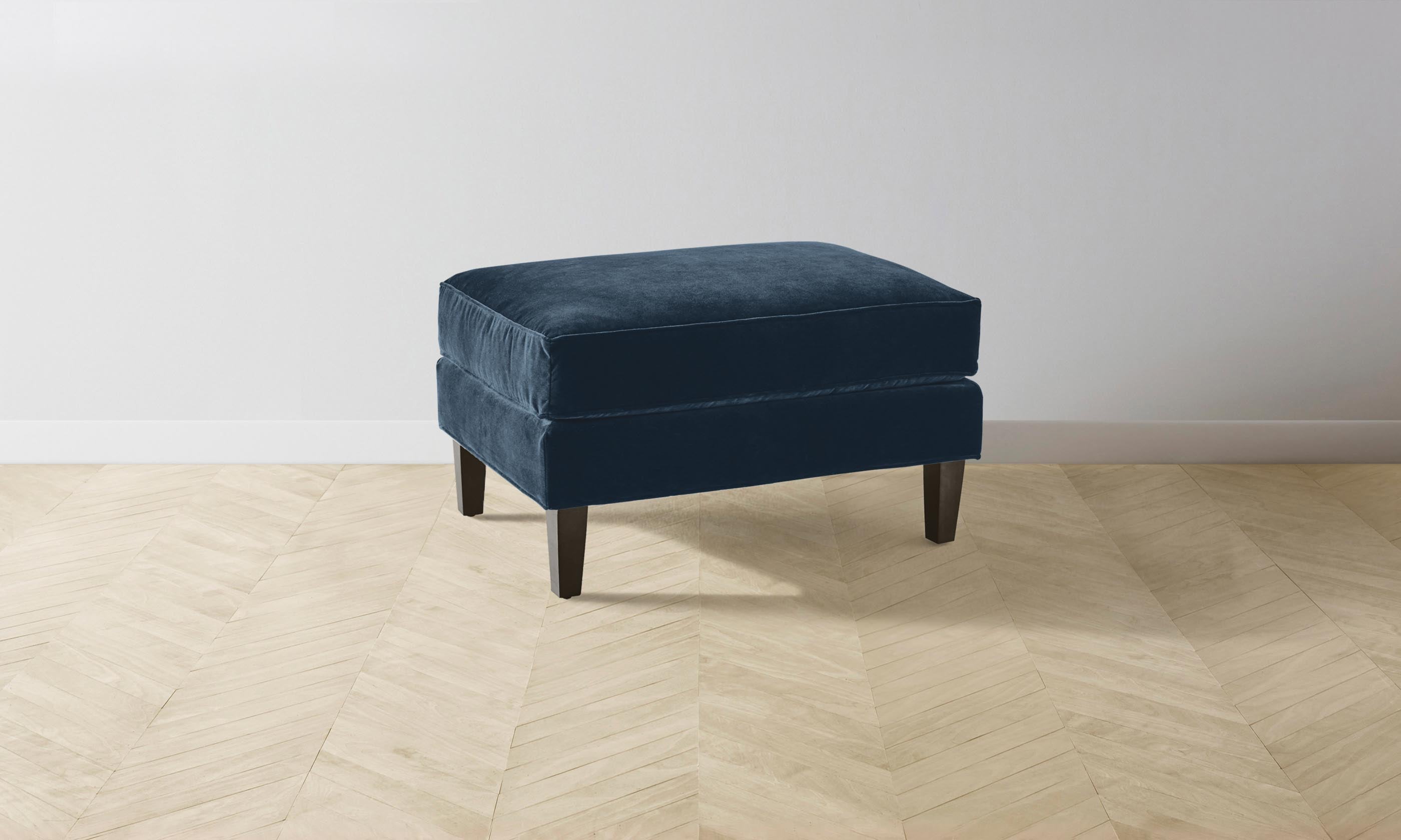 Premium Crosby Ottoman with Performance Velvet Upholstery in Sapphire Blue - Perfect for Living Room, Bedroom, or Home Office Decor