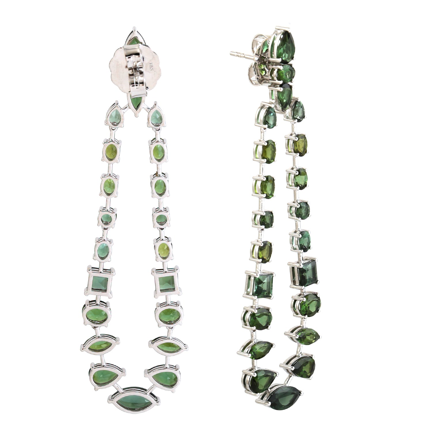 18K White Gold Green Tourmaline October Birthstone Chandelier Earrings - Perfect for Birthdays, Anniversaries & Special Occasions