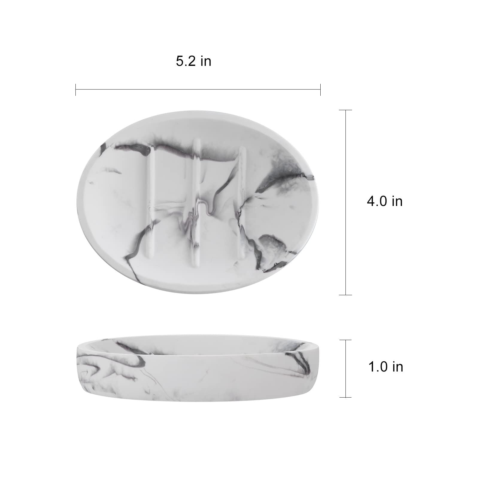 Marble Look Resin Soap Dish Holder - Non-Slip Shower Soap Tray for Bathroom, Kitchen & Sink - Perfect Soap Saver for Bar Soaps - Ideal for Showers, Baths and Daily Hygiene Organization