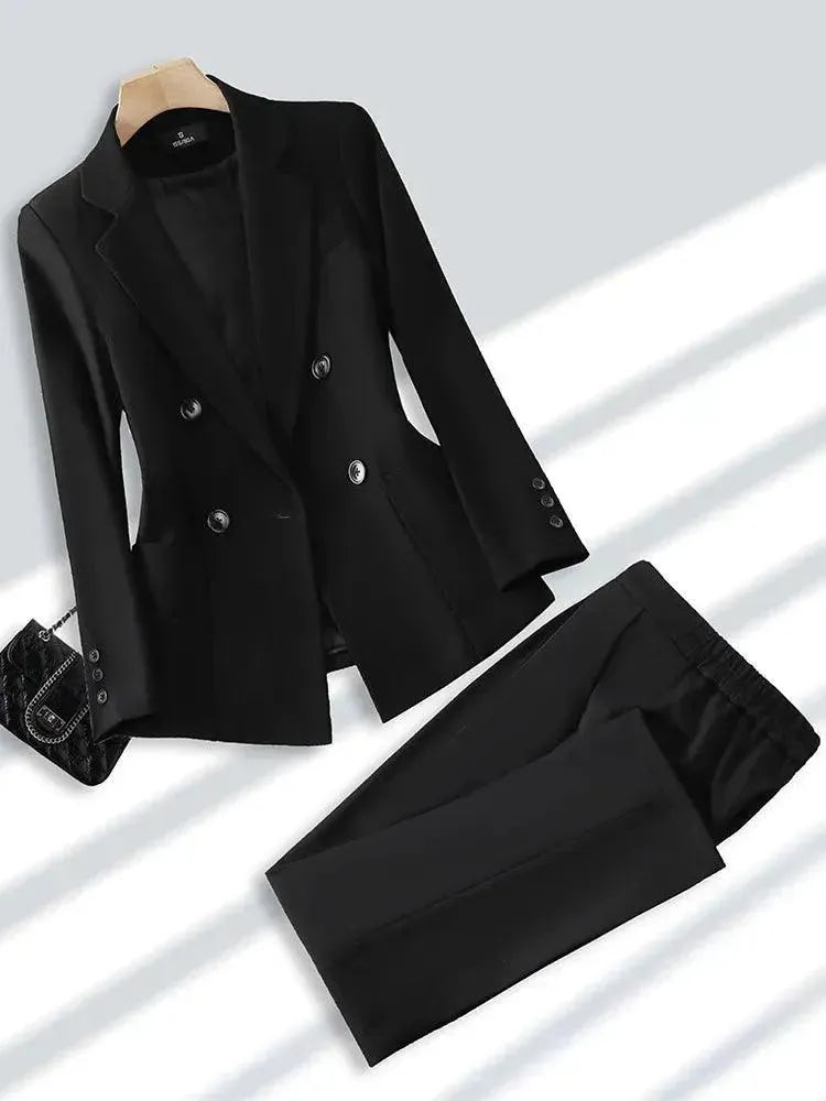 Elegant Women's Double Breasted Pant Suit - Professional Office Wear & Business Attire for Women - Perfect for Job Interviews, Corporate Meetings and Formal Events