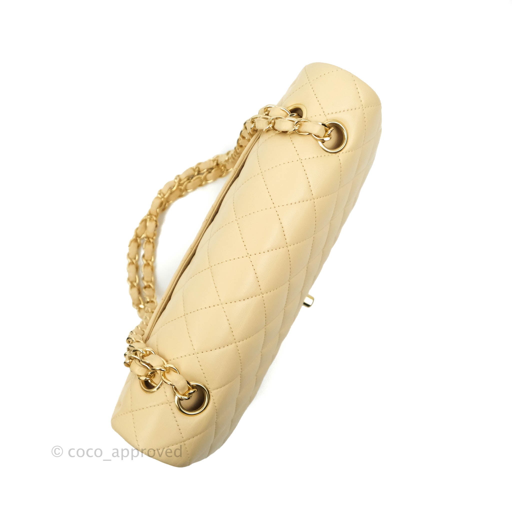 Chanel Classic Medium Double Flap Bag in Beige Lambskin Leather with Gold Hardware - Luxury Designer Handbag for Women, Perfect for Work, Date Night & Special Occasions