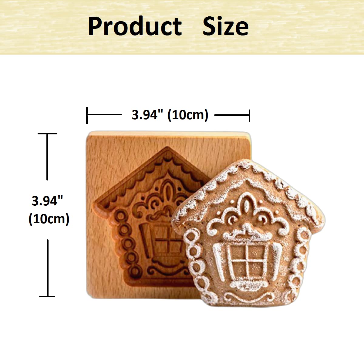 Hand-Carved Wooden Cookie Molds for Baking - DIY Gingerbread & Biscuit Embossing Press Stamp - House-Shaped Wood Kitchen Cookie Cutter for Christmas, Wedding & Holiday Decorations