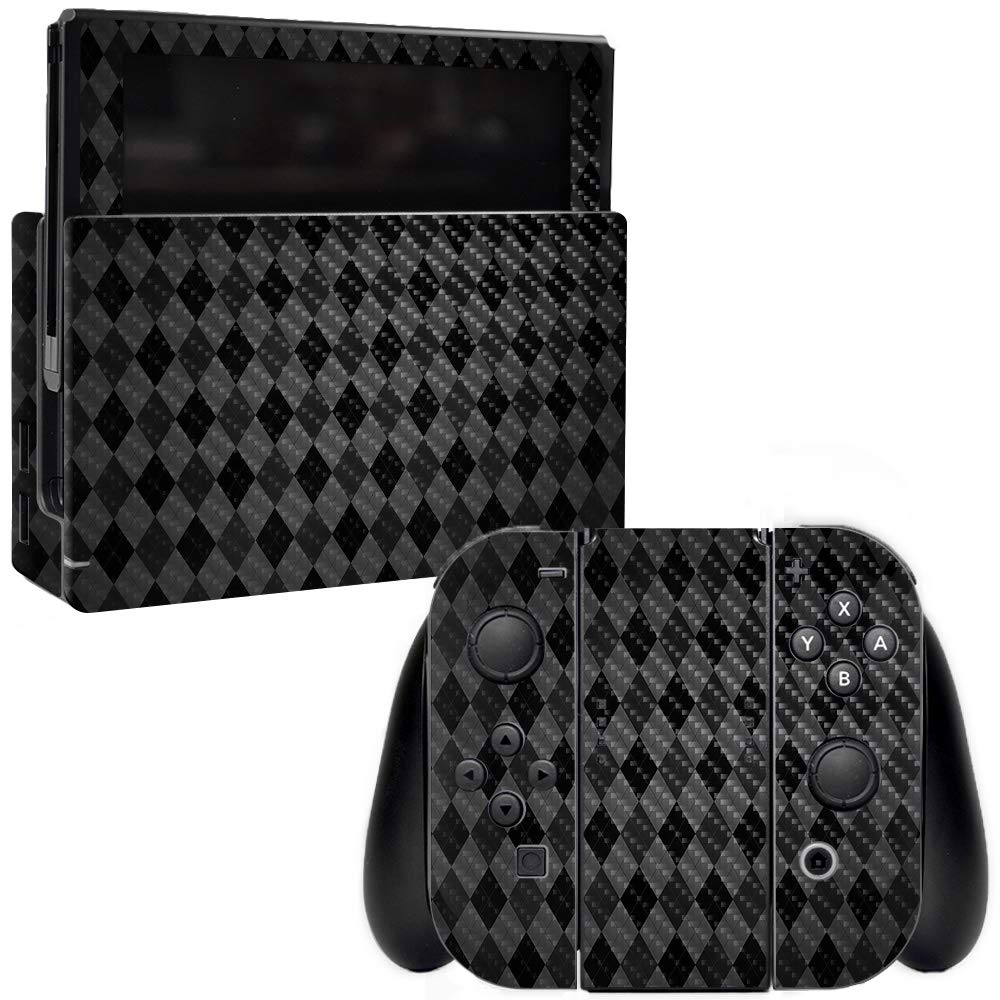 Premium Carbon Fiber Skin for Nintendo Switch - Black Argyle Design | Protective & Durable Textured Cover | Easy to Apply & Remove | USA-Made Gaming Accessory | Perfect for Travel, Gaming Sessions & Console Protection