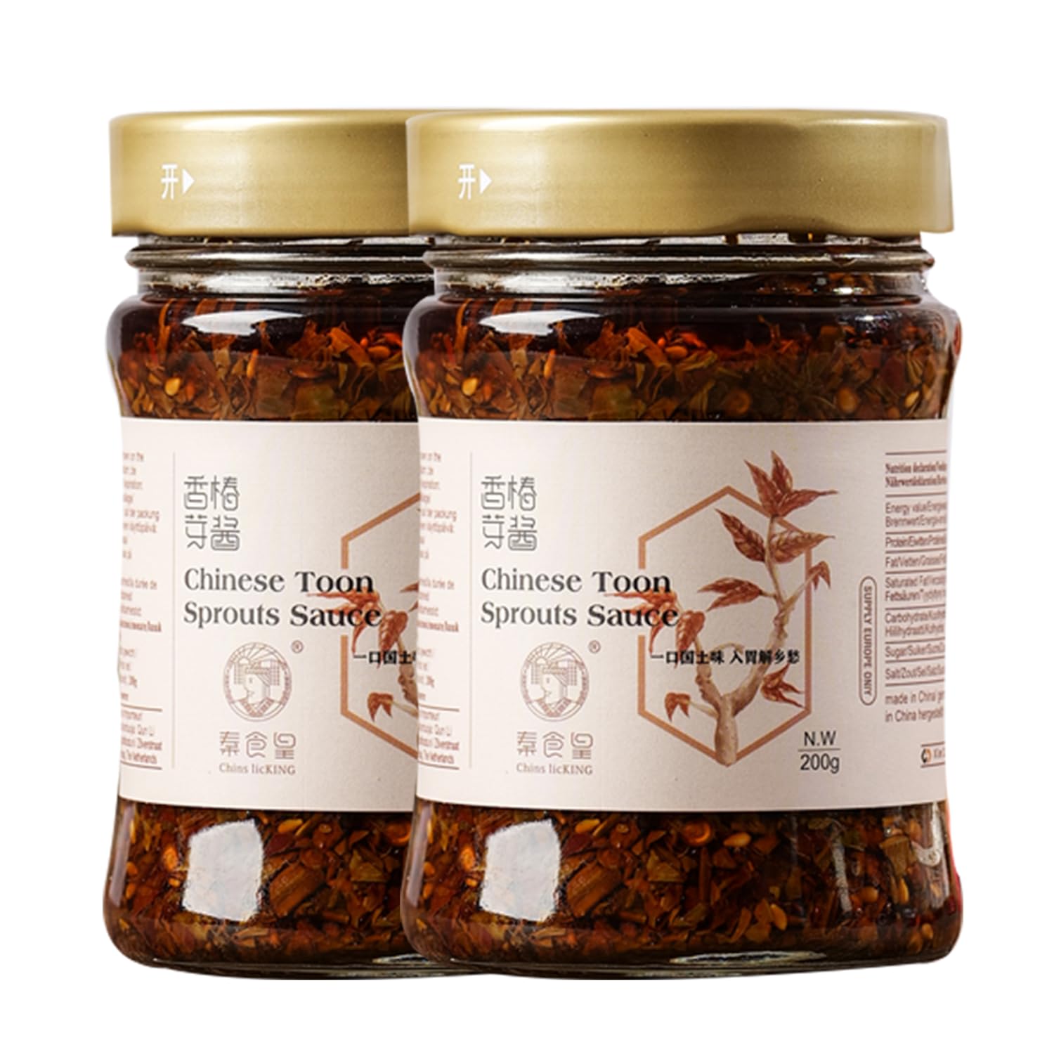 Chins licKING Chinese Toon Sprout Sauce - 7.05oz Hot Chili Spicy Bean Sauce with Chili Oil | Low Sugar, Natural Flavor | Perfect for Stir-Fry, Noodles & Dumpling Dipping