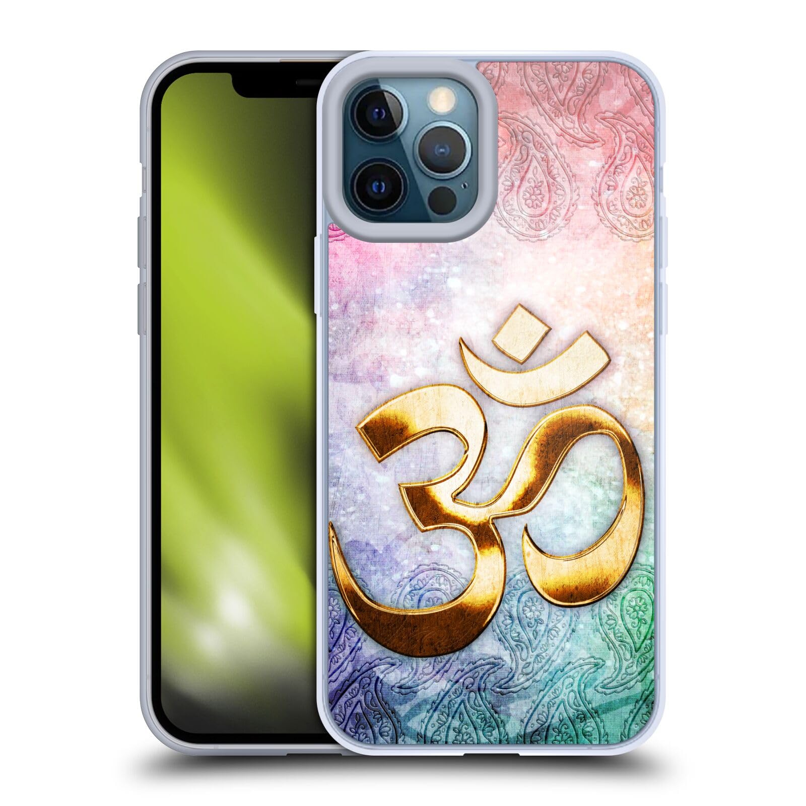 Officially Licensed Brigid Ashwood OM Sacred Symbols Soft Gel Case for Apple iPhone 12 Pro Max - Protective Phone Cover with Unique Spiritual Design, Perfect for Yoga, Meditation & Boho Lifestyle Enthusiasts
