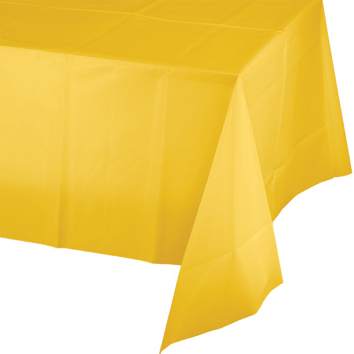 12-Pack Bulk Disposable Yellow School Bus Plastic Table Covers 54