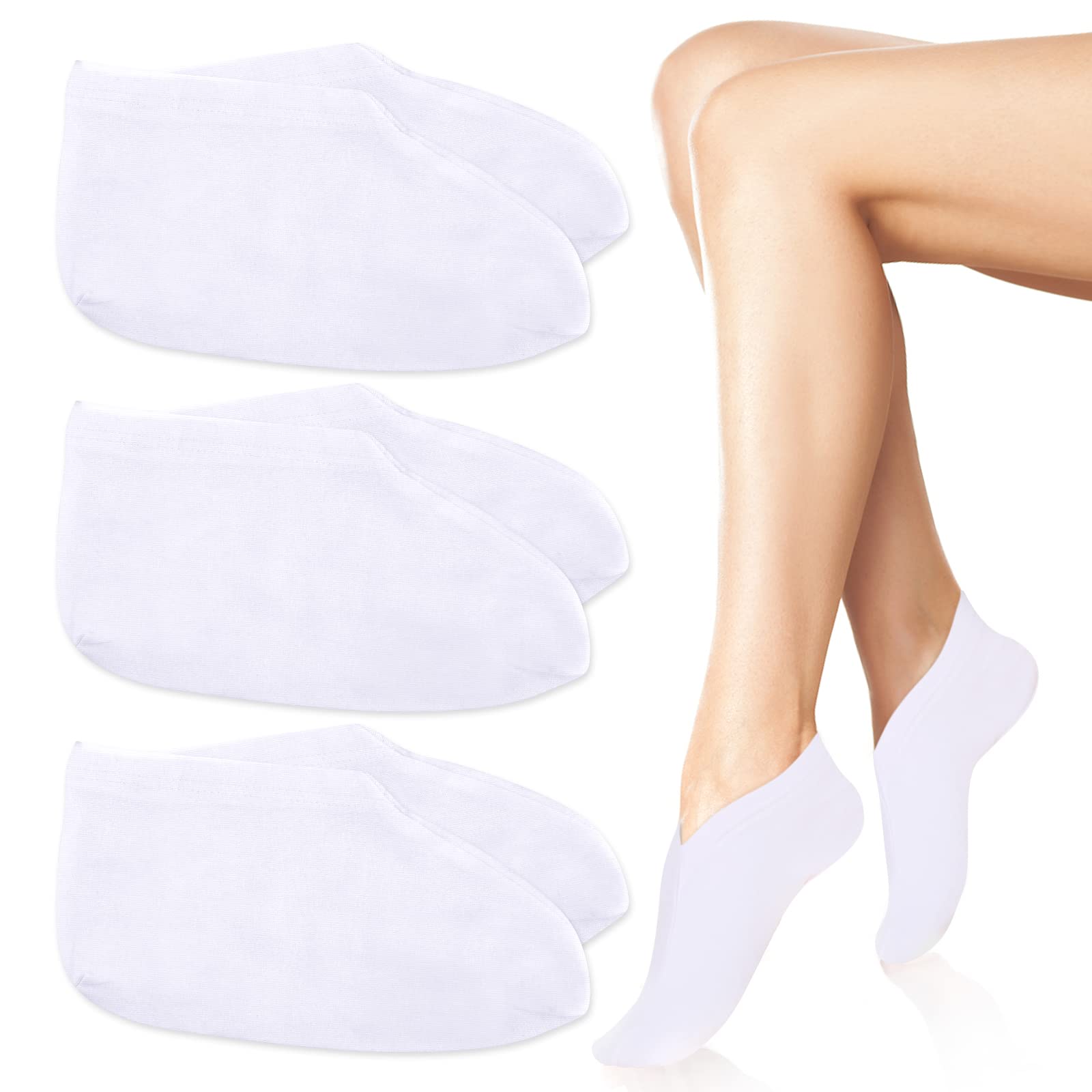 3 Pairs Moisturizing Socks for Dry Cracked Feet - Soft Cotton Foot Spa Socks with Deep Hydration for Calluses, Rough Skin & Cracked Heels - 8.26 Inch White Cosmetic Socks - Perfect for Overnight Foot Care & Relaxing Spa Treatments