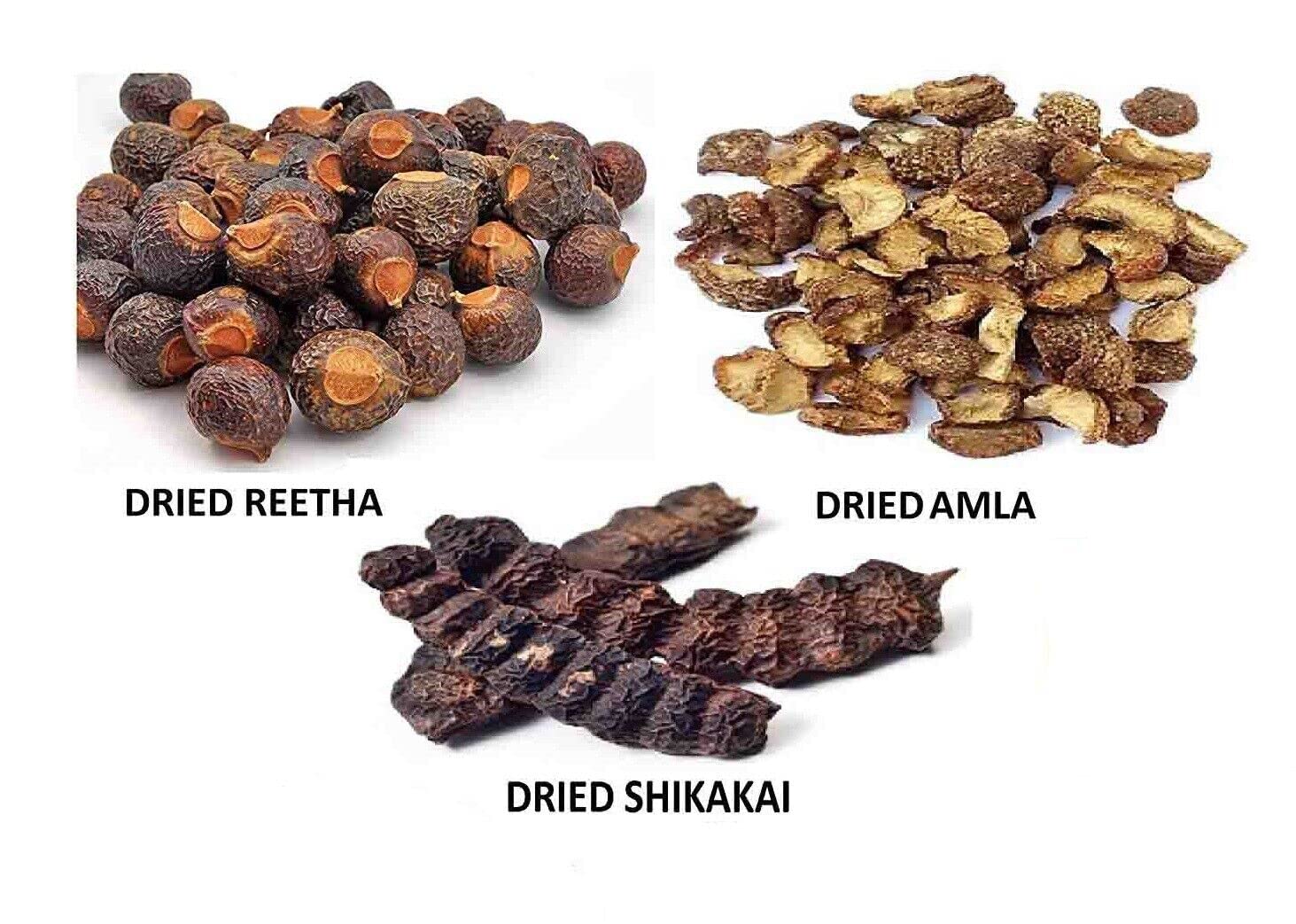 G.L.T. Amla Reetha Shikakai Raw Combo - 3 Pack (300g) Natural Soapnuts & Dried Shampoo Hair Treatment for Shine & Growth | Perfect for Ayurvedic Hair Care & Scalp Treatment at Home