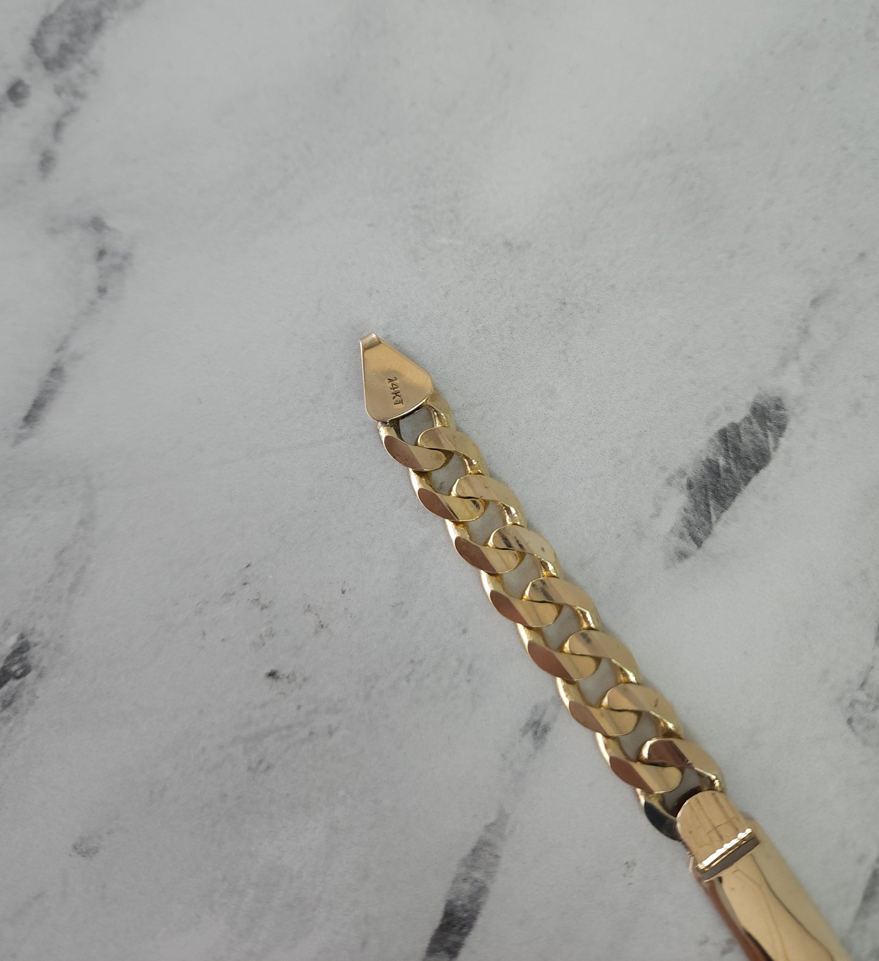 14K Yellow Gold Cuban Link ID Bracelet for Men & Women - Stylish & Durable Jewelry Gift for Parties, Weddings & Everyday Wear