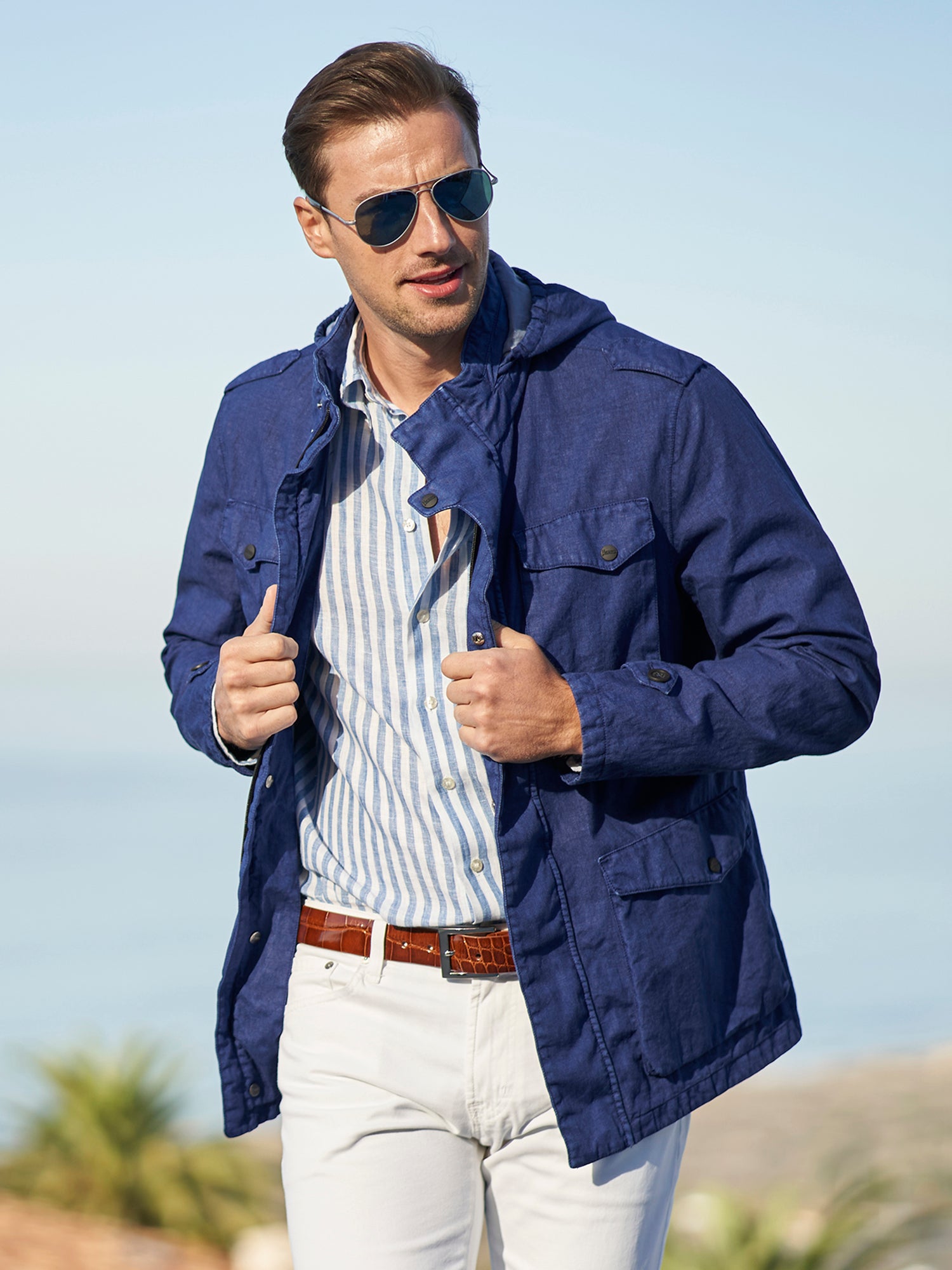 Premium Linen Field Jacket for Men & Women - Lightweight Breathable Outdoor Jacket for Hiking, Camping & Spring Fashion