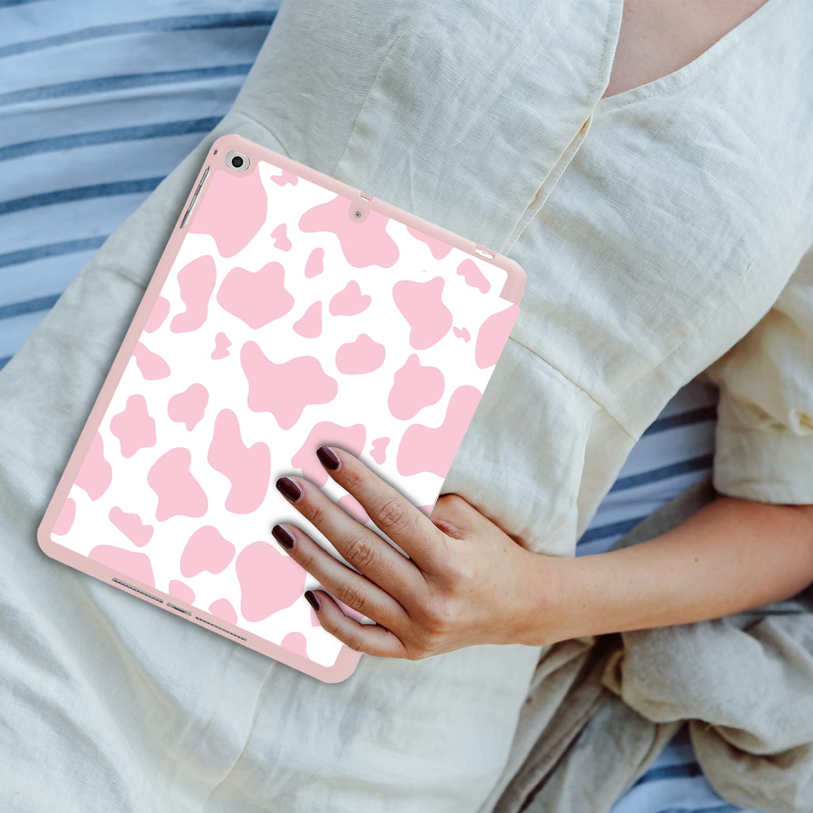 Premium iPad Case Compatible with iPad 6th/5th Gen (2018/2017), iPad Air 2/Air 1, 9.7 Inch - Shockproof TPU Back with Pencil Holder & Auto Sleep/Wake Feature - Western Cow Print Design for School, Office & Travel Protection