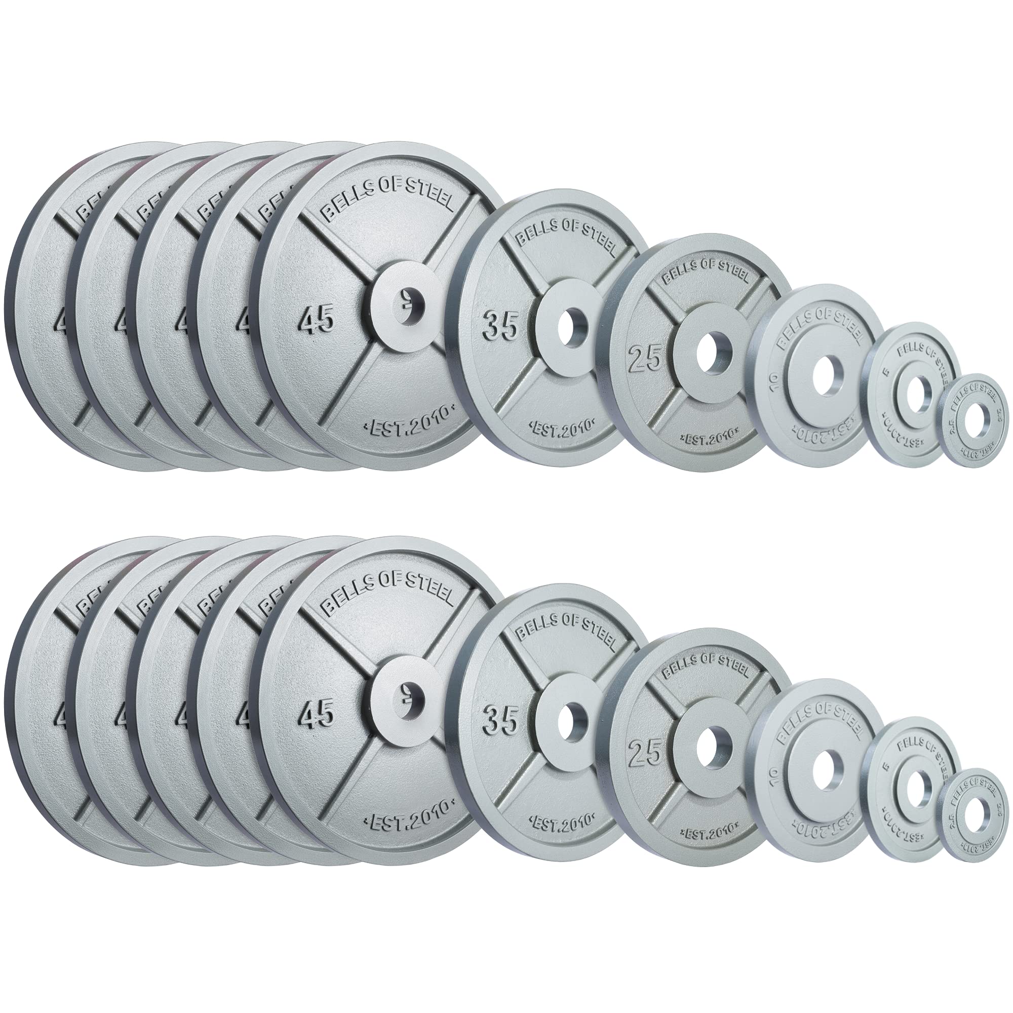 Bells of Steel Olympic Weight Plates - Cast Iron Machined Barbell Weights for Home & Commercial Gym - Strength Training Equipment for Deadlifts, Squats, Bench Press - Perfect for CrossFit, Powerlifting & Weightlifting Workouts