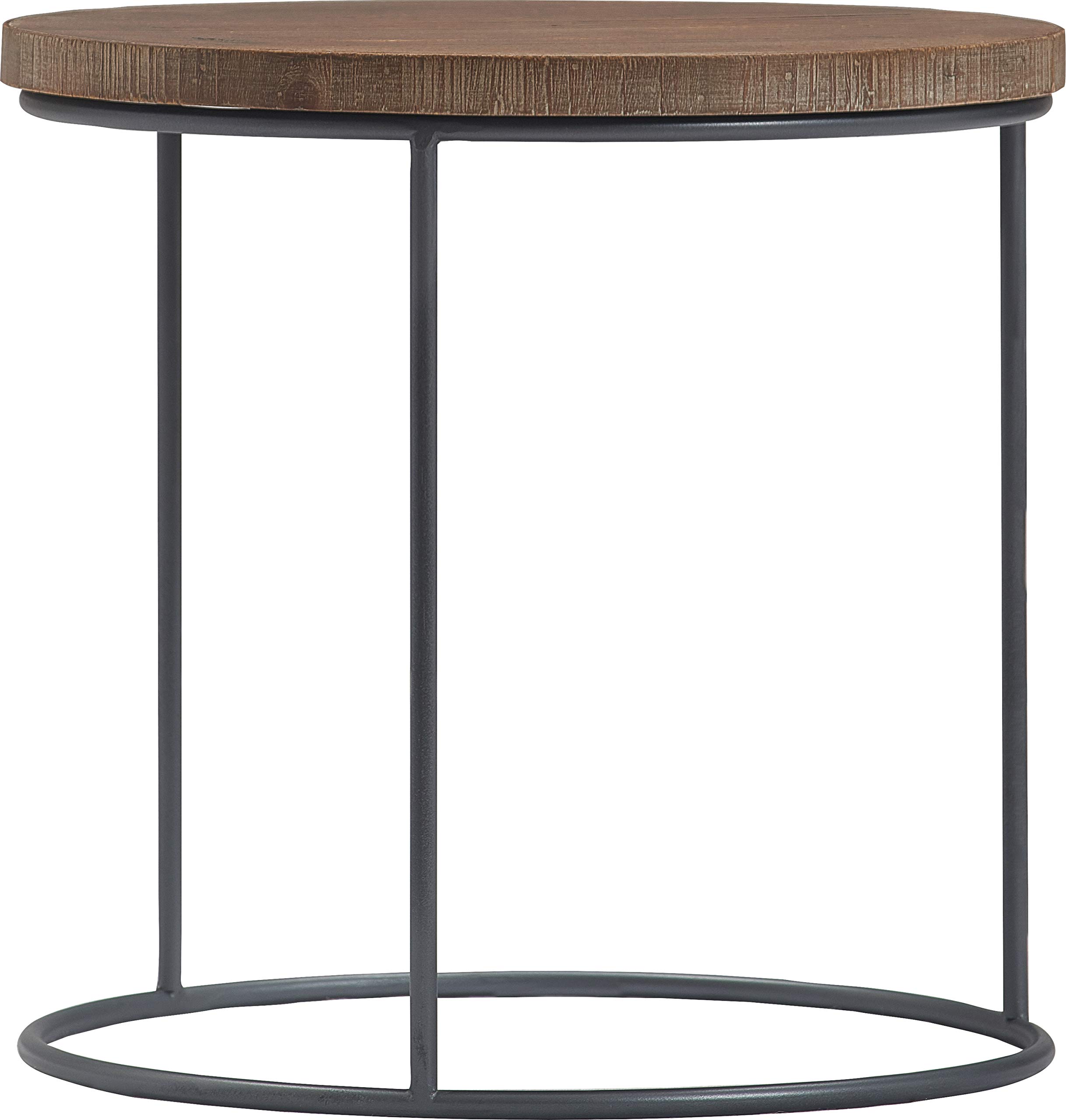 Tommy Hilfiger 3-Piece Geometric Nesting Tables Set - Round Wood & Metal Stacking End Tables, Modern Nightstands for Small Spaces - Distressed Finish | Perfect for Living Room, Bedroom & Office Decor