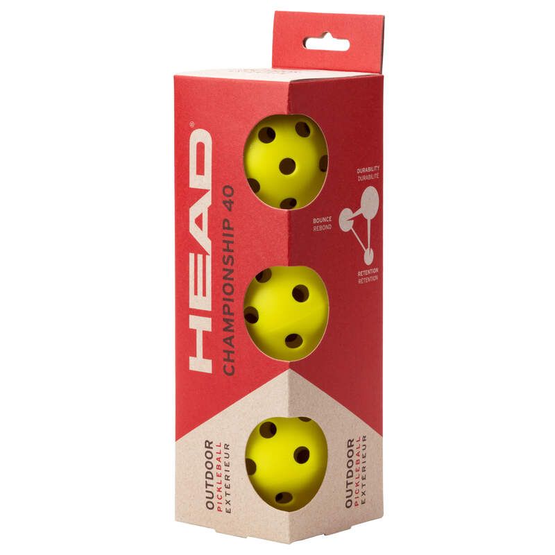 HEAD 3-Pack Championship Outdoor Pickleball Balls (40+ Balls) - Premium Performance for Competitive Play & Outdoor Pickleball Tournaments