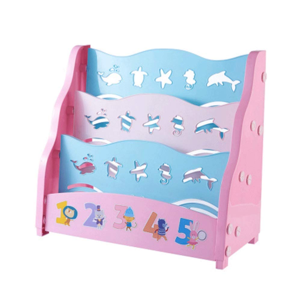 Colorful Plastic Kids Bookshelf - FABAX Toy Storage Rack for Children's Books & Picture Books | Pink Cartoon Bookcase for Kindergarten, Nursery & Home Organization (Size A) | Perfect for Bedrooms, Playrooms & Classrooms