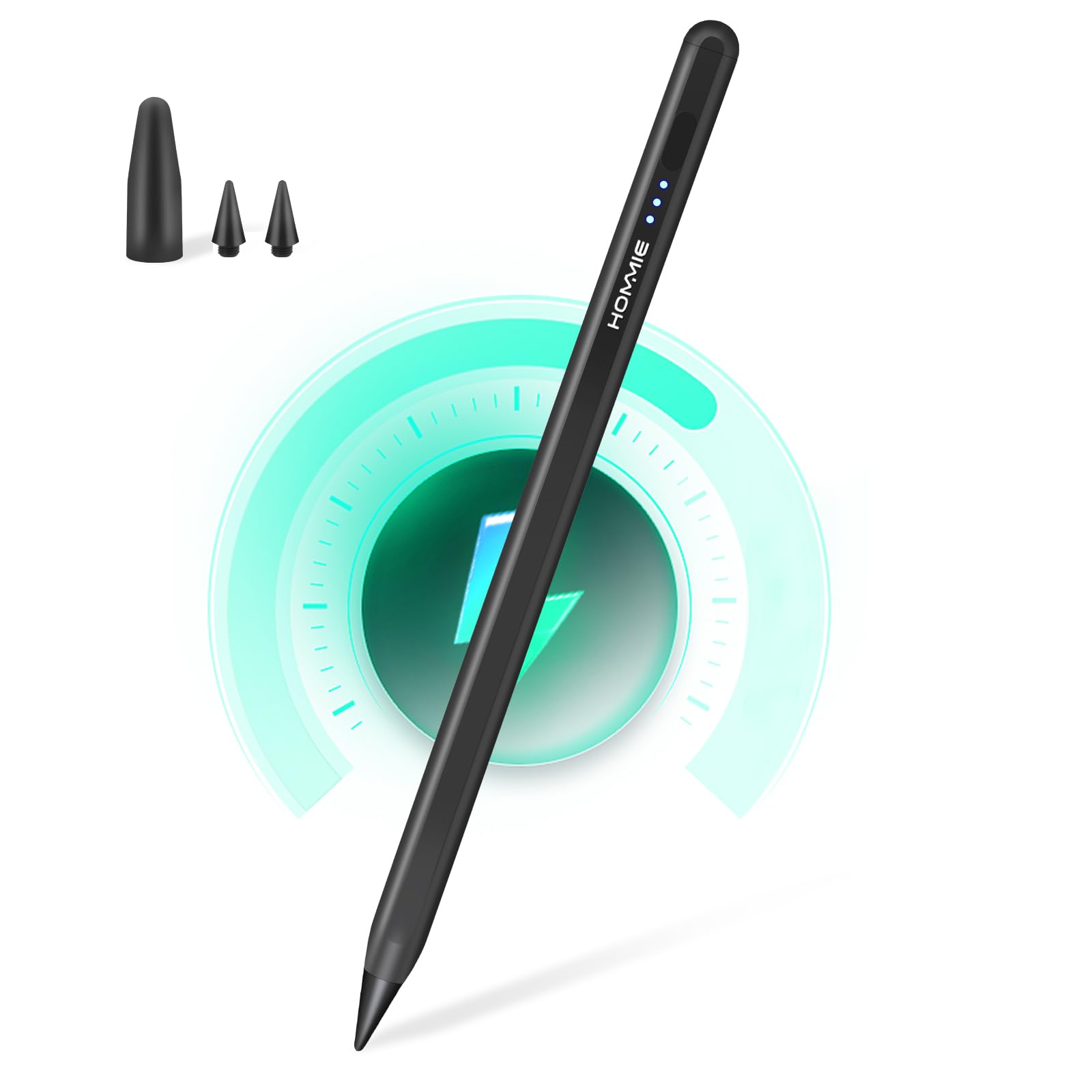 Hommie Stylus Pen for iPad (2018-2023) - Rechargeable Magnetic Apple Pencil with 3 LED Indicators & Palm Rejection - Compatible with iPad 6/7/8/9, Mini 5/6, Air 3/4/5 & Pro 11