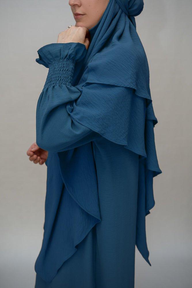 Elegant Blue A-Line Wrinkle-Free Dress with Pockets | Women's Casual & Office Wear | Perfect for Work, Parties & Everyday Outfits