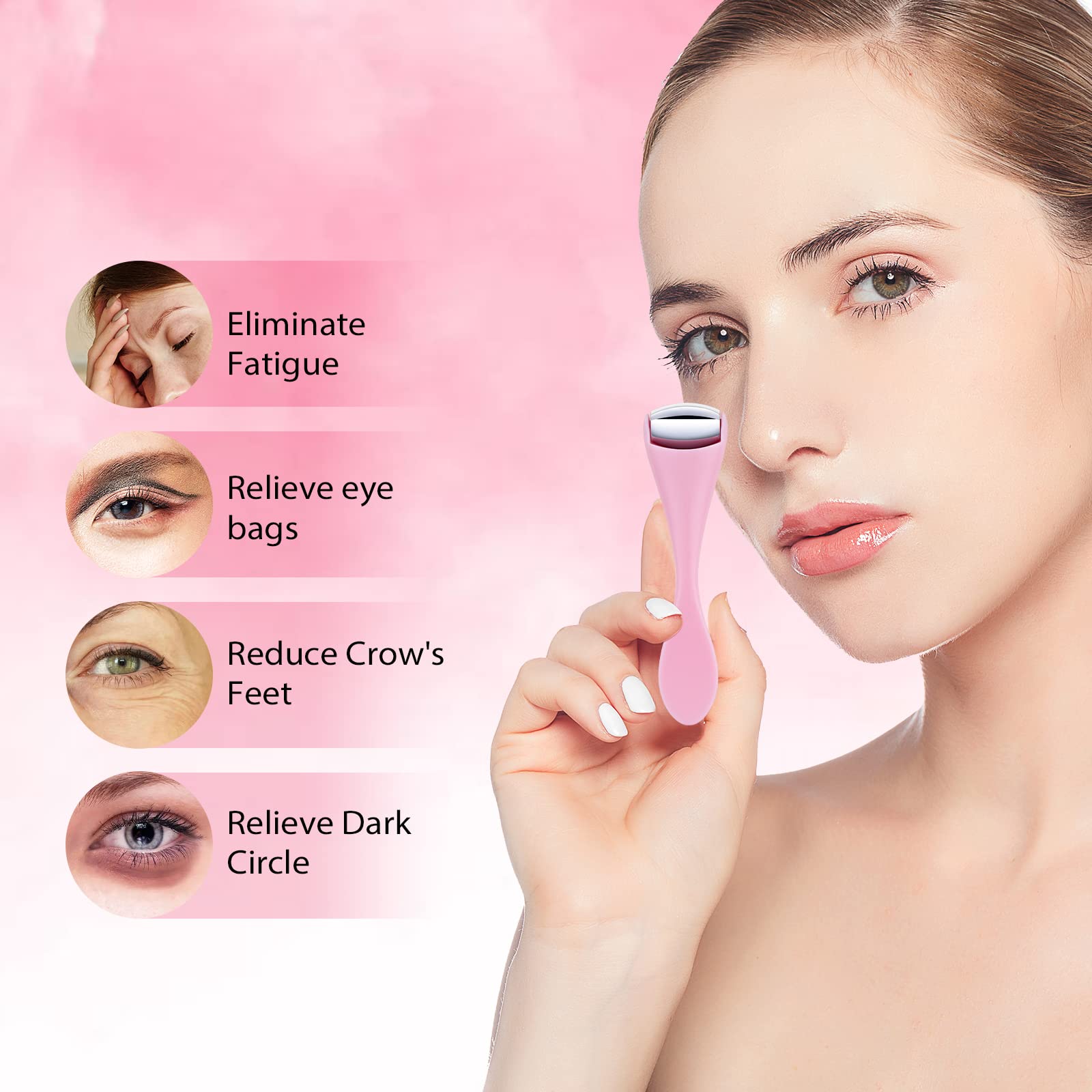 Bosiano Ice Roller for Face - Cooling Facial Massager for Puffiness Relief & Skin Care | Pink Ice Face Roller for Eyes & Face | Reduce Dark Circles & Refresh Skin - Perfect for Morning Routine & Post-Workout Recovery