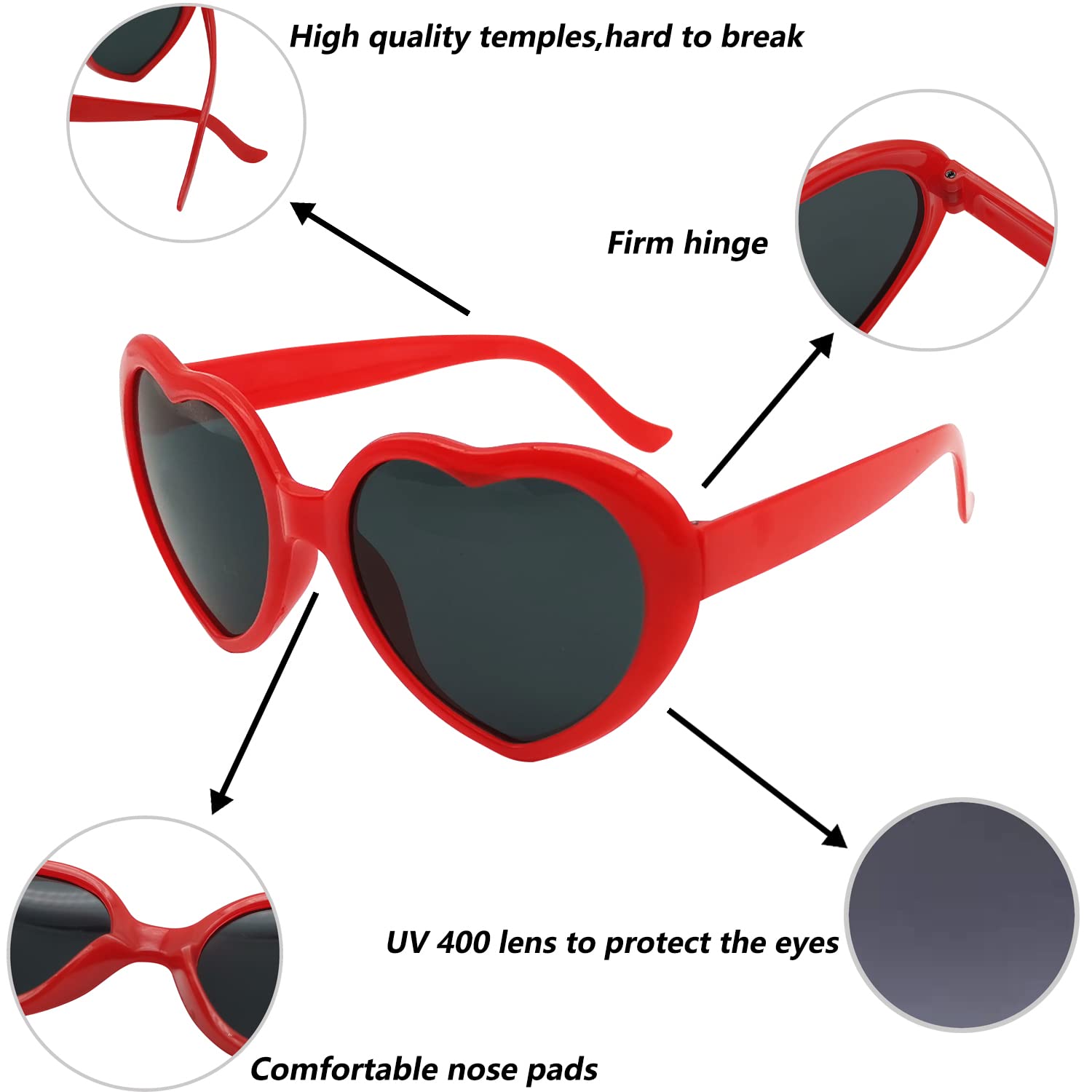Heart Shaped Sunglasses for Women - Trendy Retro Heart Glasses with UV Protection, Cute Valentine's Day Gift for Girlfriend, Taylor Swift Inspired Cupid Party Accessories | Perfect for Beach, Festival, and Date Night Outfits