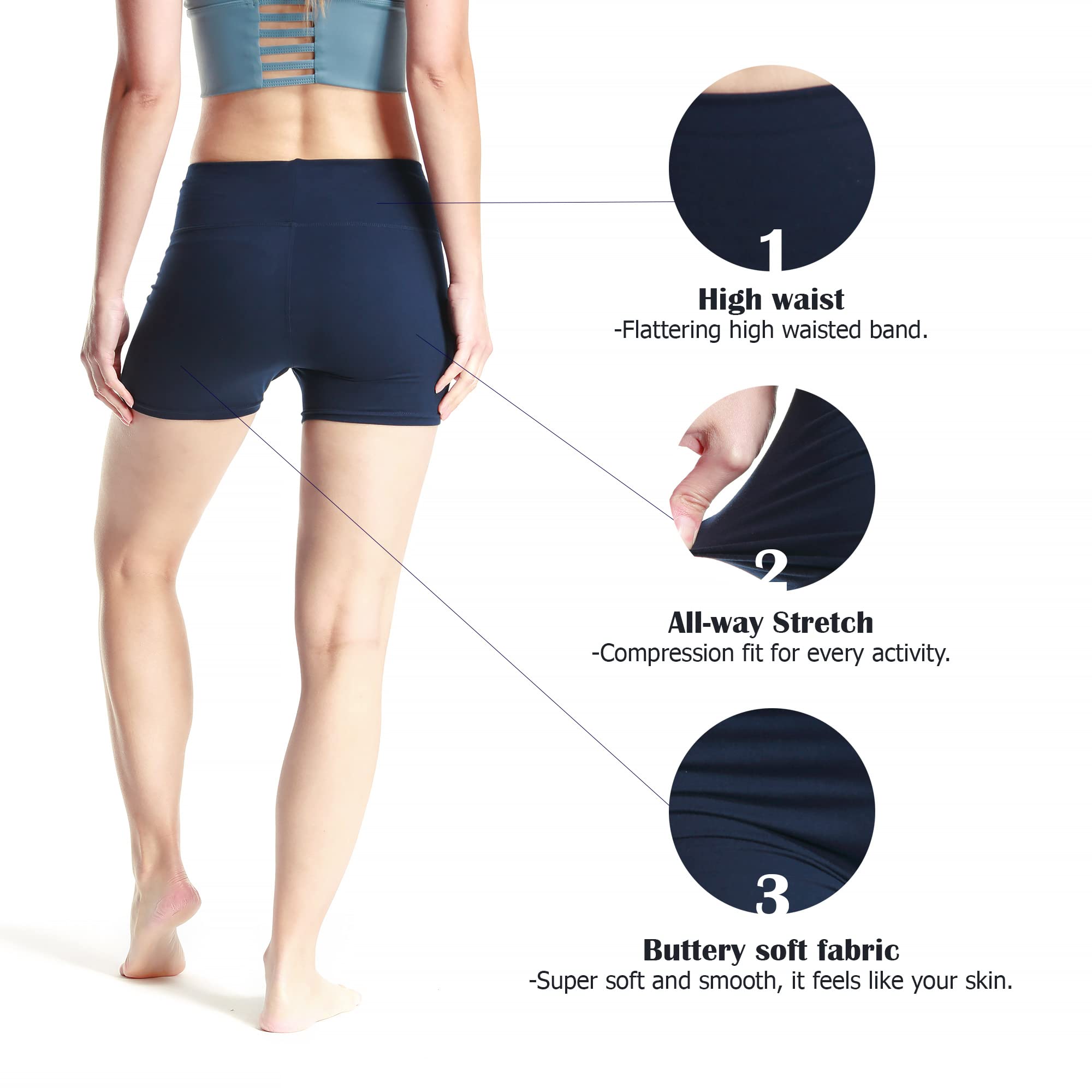 Women's High Waist Workout Shorts - Yoga, Running, Dance, Gym & Volleyball Athletic Short Pants - Perfect for Cheerleading, Fitness & Active Lifestyle