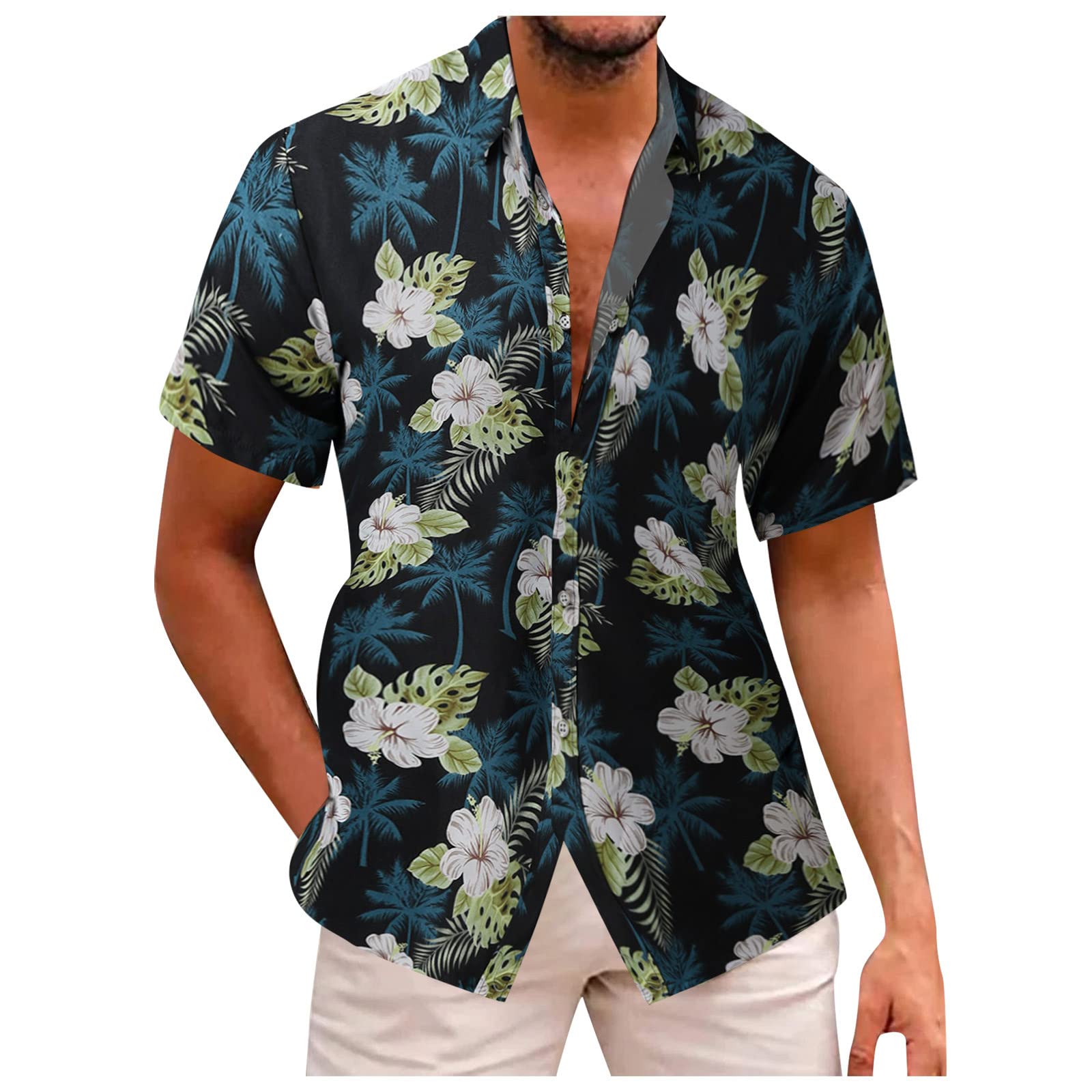 Men's Hawaiian Shirt Short Sleeve Tropical Floral Shirt - Casual Beachwear for Summer Vacation, Pool Party & Outdoor Activities