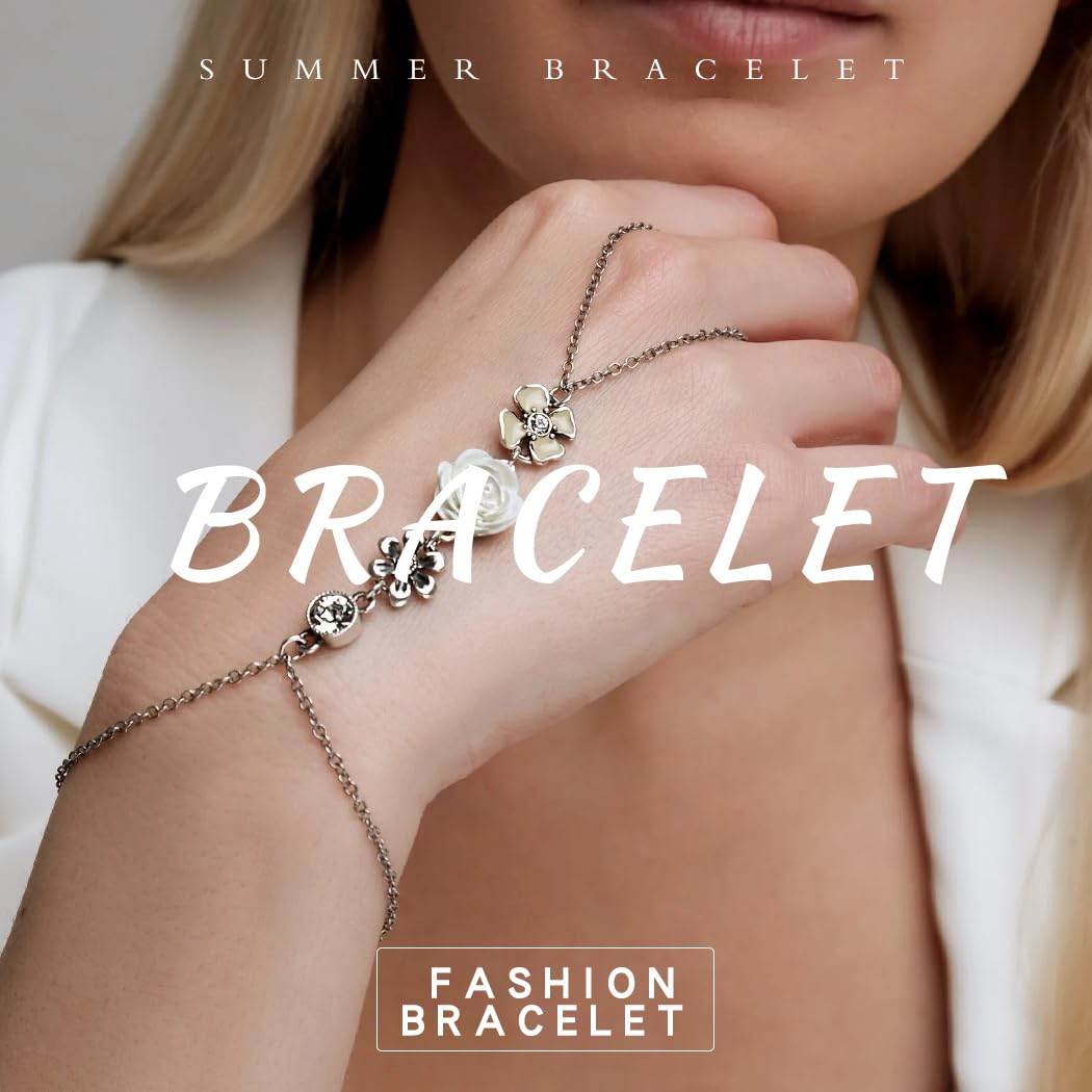 Boho Butterfly Hand Chain Bracelet - Adjustable Silver Finger Ring Bracelet for Women - Elegant Hand Jewelry for Parties, Weddings & Boho Fashion (1PCS)