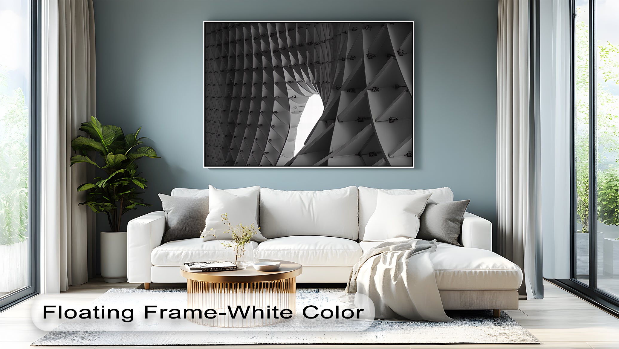 Abstract Structural Canvas Wall Art - Modern Geometric Home Decor for Living Room, Bedroom & Office | Framed Architectural Design Print