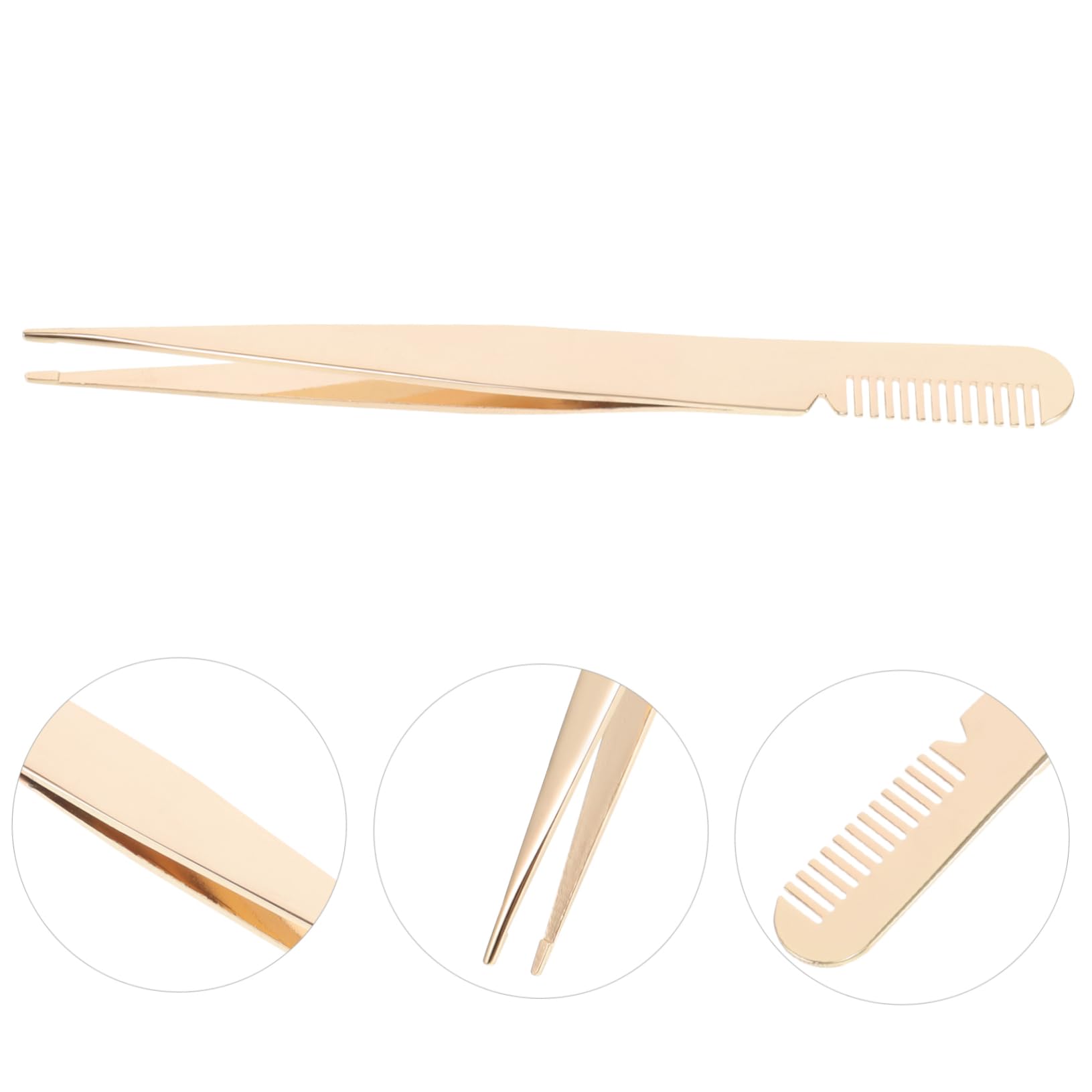 Professional Eyelash Extension Tweezers with Comb - Golden Stainless Steel Lash Clamp & Eyebrow Tweezers for Women - Perfect for Salon, DIY Lash Extensions & Home Beauty Care