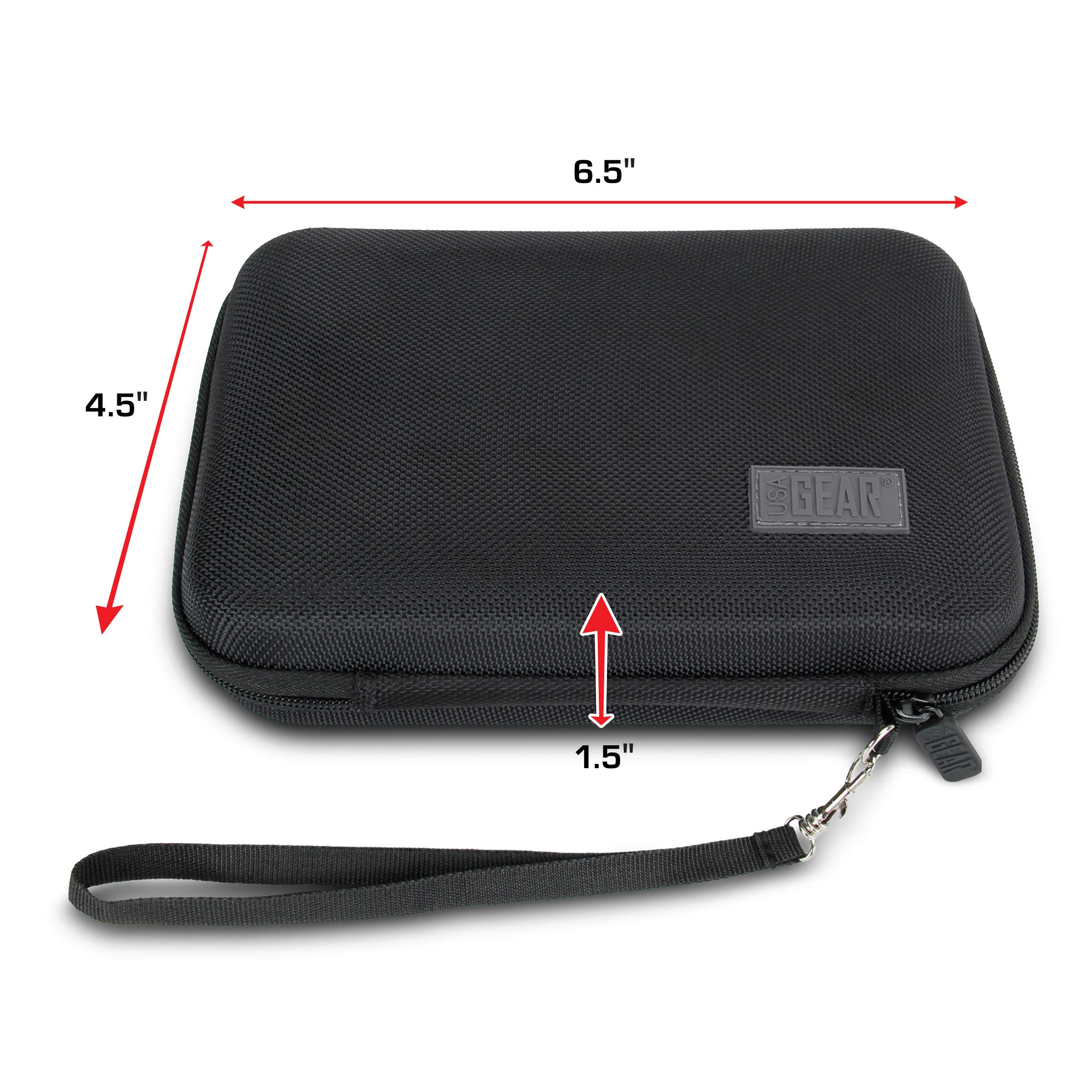 USA GEAR Hard Shell Label Maker Carrying Case with Wrist Strap - 6.5 Inch Thermal Label Printer Protective Case Compatible with NIIMBOT D11, D110, Phomemo D30 & Small Label Printers (Case Only) - Perfect for Office, Warehouse & Shipping Label Printing