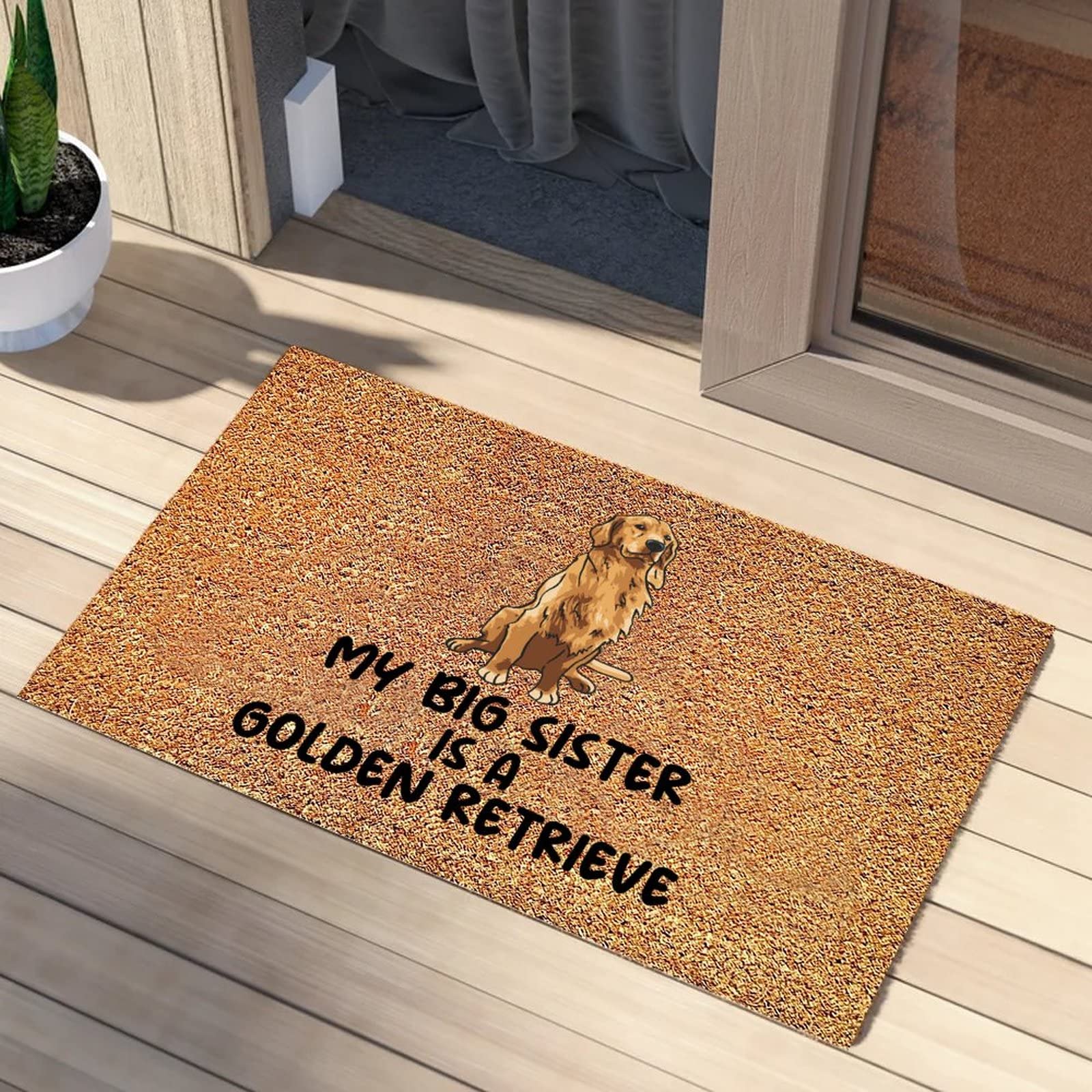 **Personalized Golden Retriever Dog Doormat - Custom Pet Photo Print, Coconut Coir, Non-Slip Backing - Indoor/Outdoor Entryway Mat for Pet Lovers, Dirt-Trapping, Easy Clean - Perfect Gift for Dog Owners**    *(Ideal for front doors, patios, or mudrooms – keeps your home clean while celebrating your furry friend!)*