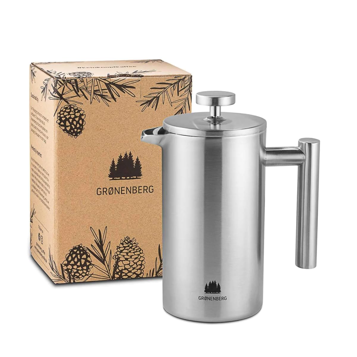 Stainless Steel French Press Coffee Maker - 12 oz (0.35L) Thermal Insulated Coffee Press with Extra Filters | Perfect for Home, Office & Camping Brewing