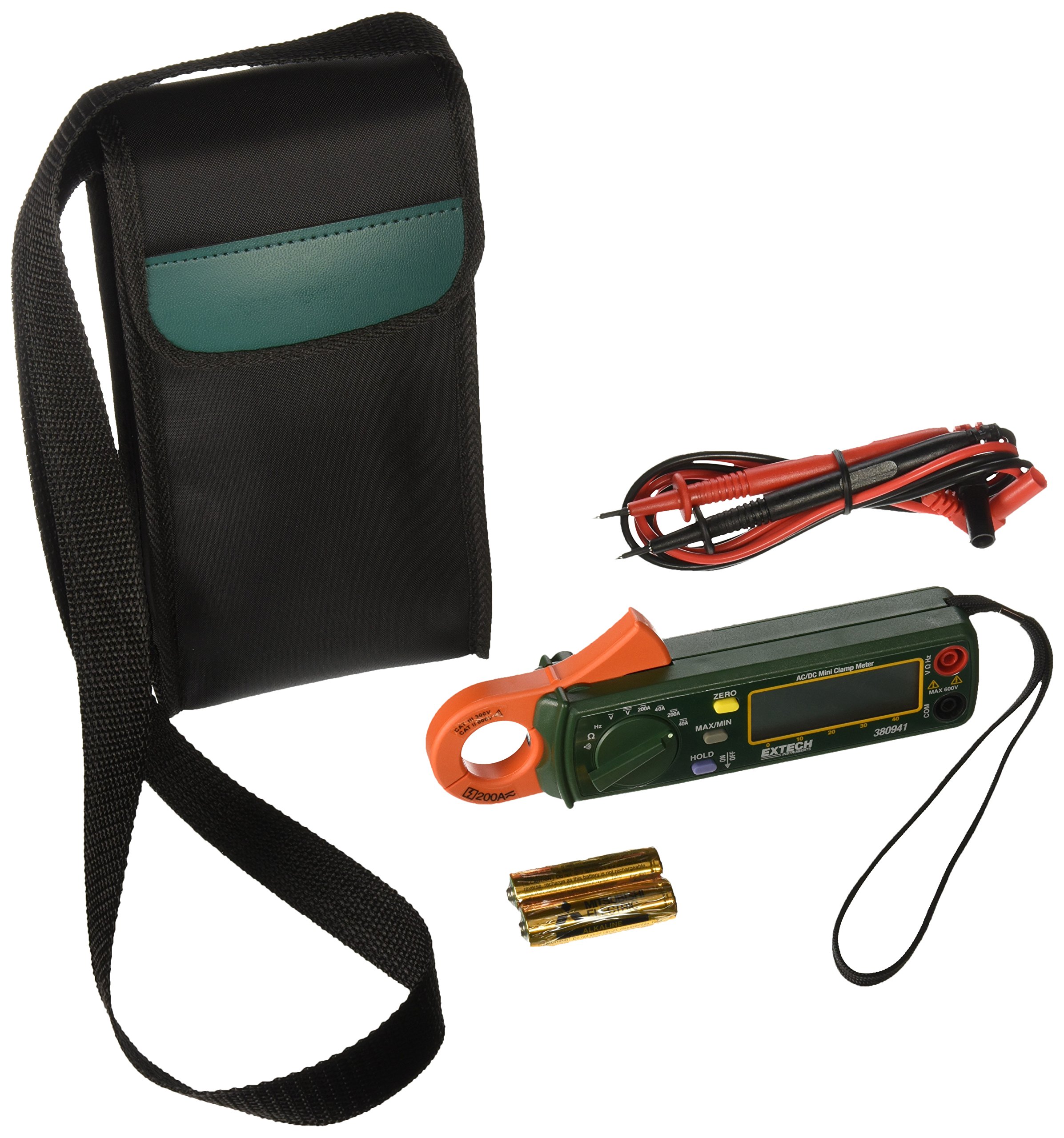 Extech 380941 High Resolution Mini 200A AC/DC Clamp Meter - Professional Electrical Testing Tool for HVAC, Automotive & Industrial Use