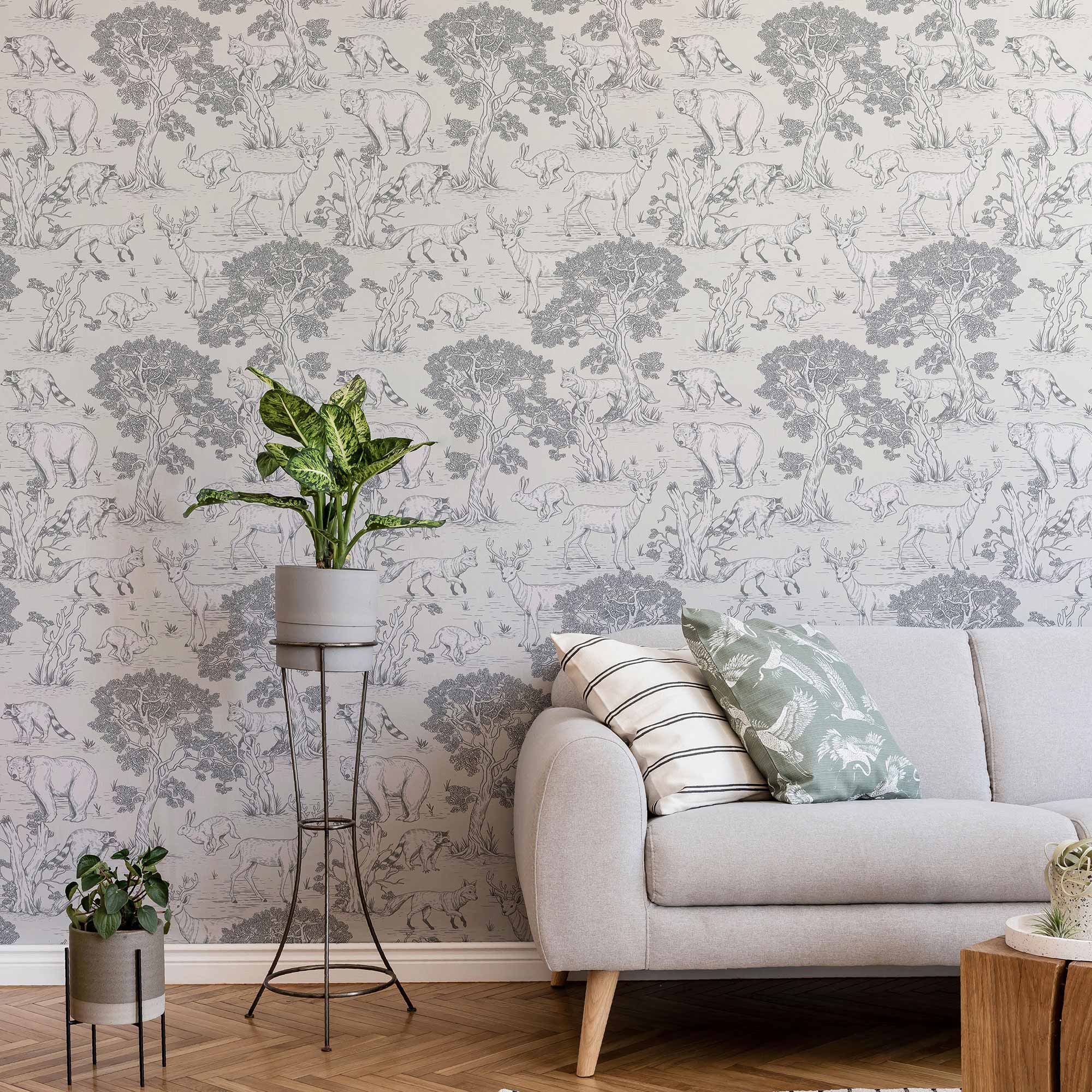 Grey Forest Peel and Stick Removable Wallpaper - Self-Adhesive Decorative Wall Covering for Bedroom, Living Room & Office - Easy Installation & Damage-Free Removal
