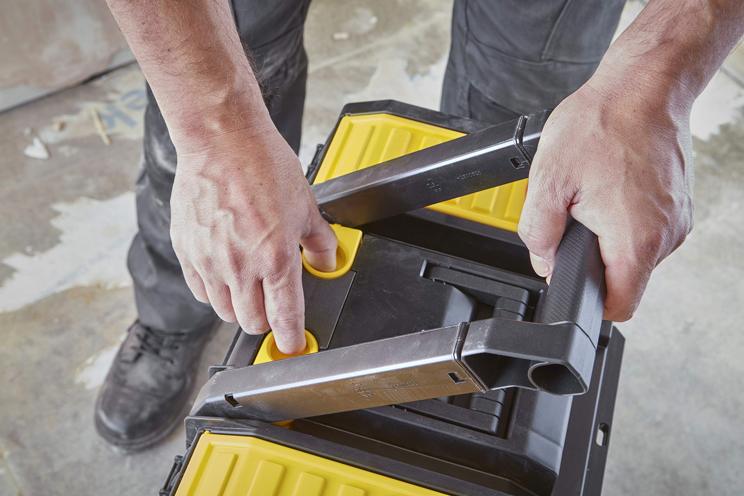 STANLEY 3-in-1 Rolling Tool Box with Detachable Tote Tray & Pull Handle - Heavy Duty Mobile Work Center Organizer for Tools, DIY Projects & Job Sites - Perfect for Construction, Home Improvement & Garage Storage