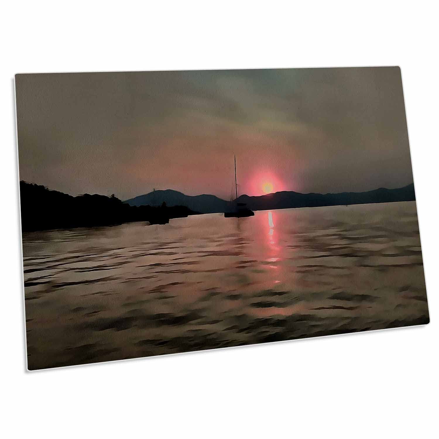 3dRose Pink and Grey Sunset Shores Desk Pad Place Mats Set of 4 - Non-Slip Table Protector for Dining, Office, or Home Decor (dpd-253283-1) - Perfect for Dinner Parties, Daily Use, and Kitchen Protection
