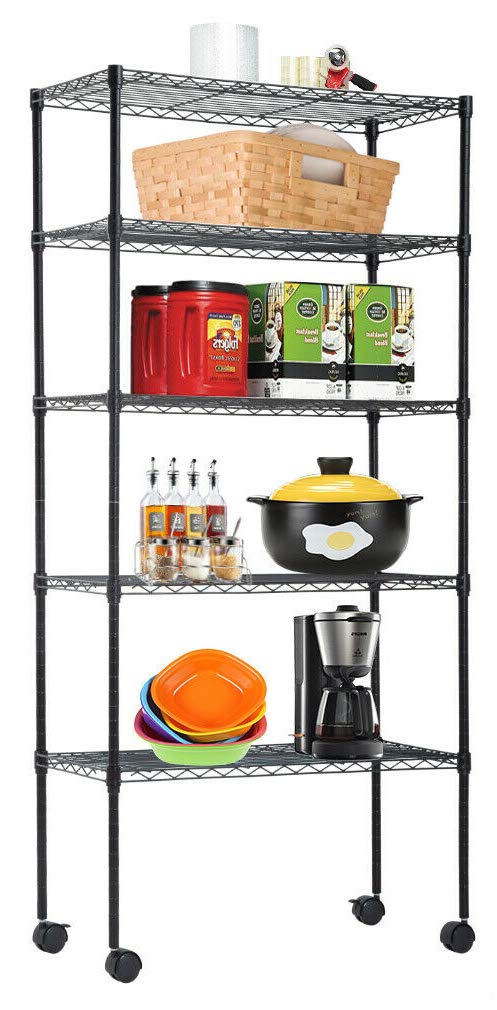 750 LBS Capacity 5-Tier Black Wire Shelving Unit - 14