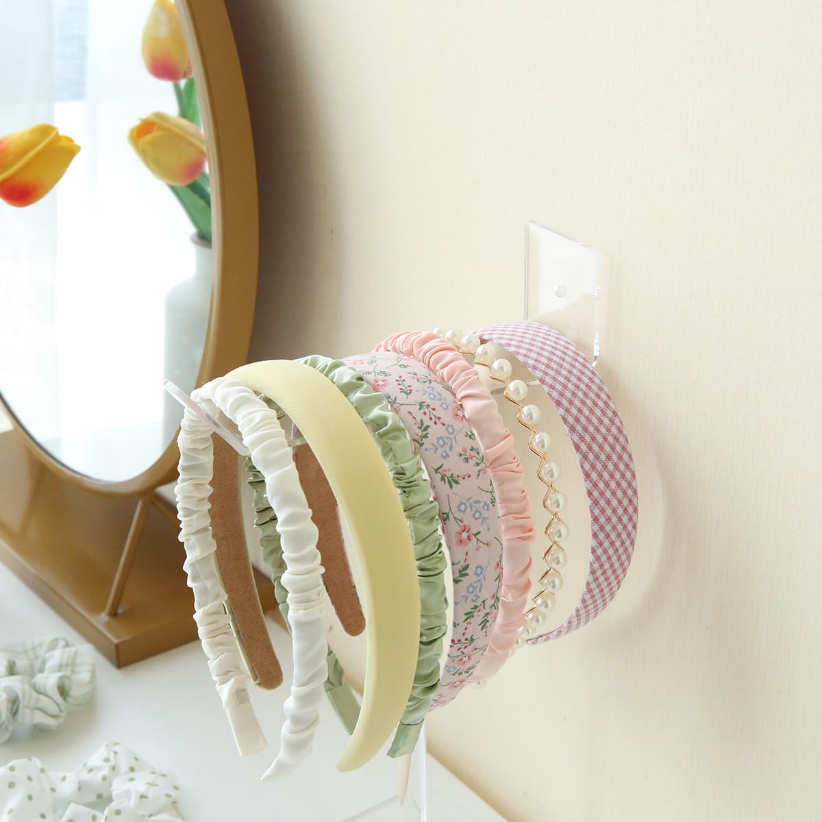 AfooBezos 3 Pack Clear Acrylic Headband Organizers - Hair Accessory Storage for Women & Girls - Perfect for Bedroom, Bathroom, and Vanity Organization
