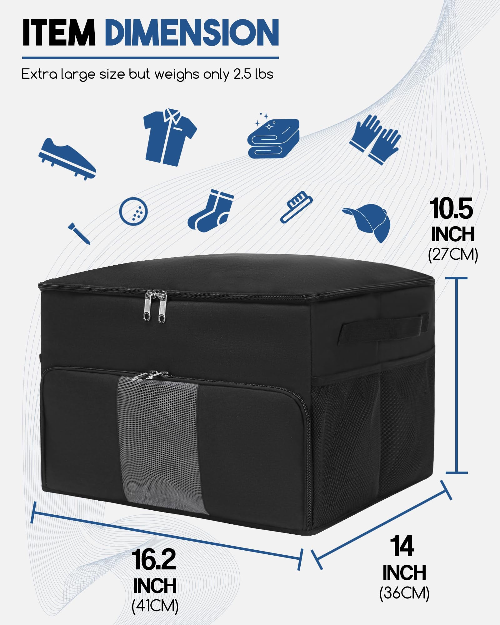 Large Collapsible Water-Resistant Golf Trunk Organizer with 4 Dividers - Storage Box for Golf Shoes, Clothes, Gloves & Hats - Holds 2 Pairs of Shoes - Perfect Golf Accessories for Men & Women Golfers - Ideal for Car, Garage & Golf Course Organization