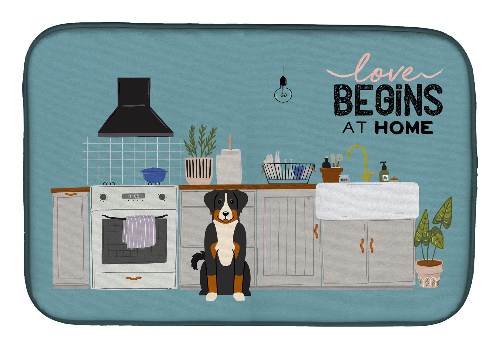 Absorbent Dish Drying Mat for Kitchen Counter - Appenzeller Sennenhund Design, 14x21